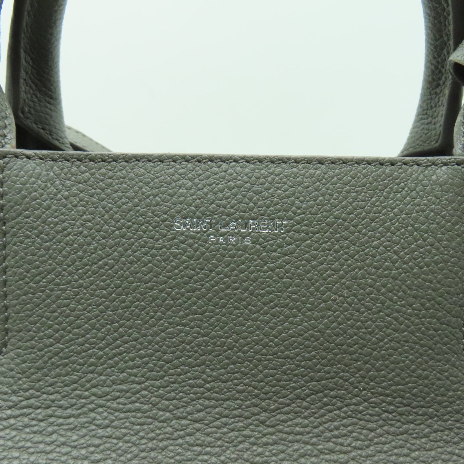 SAINT LAURENT 牛皮皮革2 Way Shoulder銀扣手挽肩背兩用袋灰色