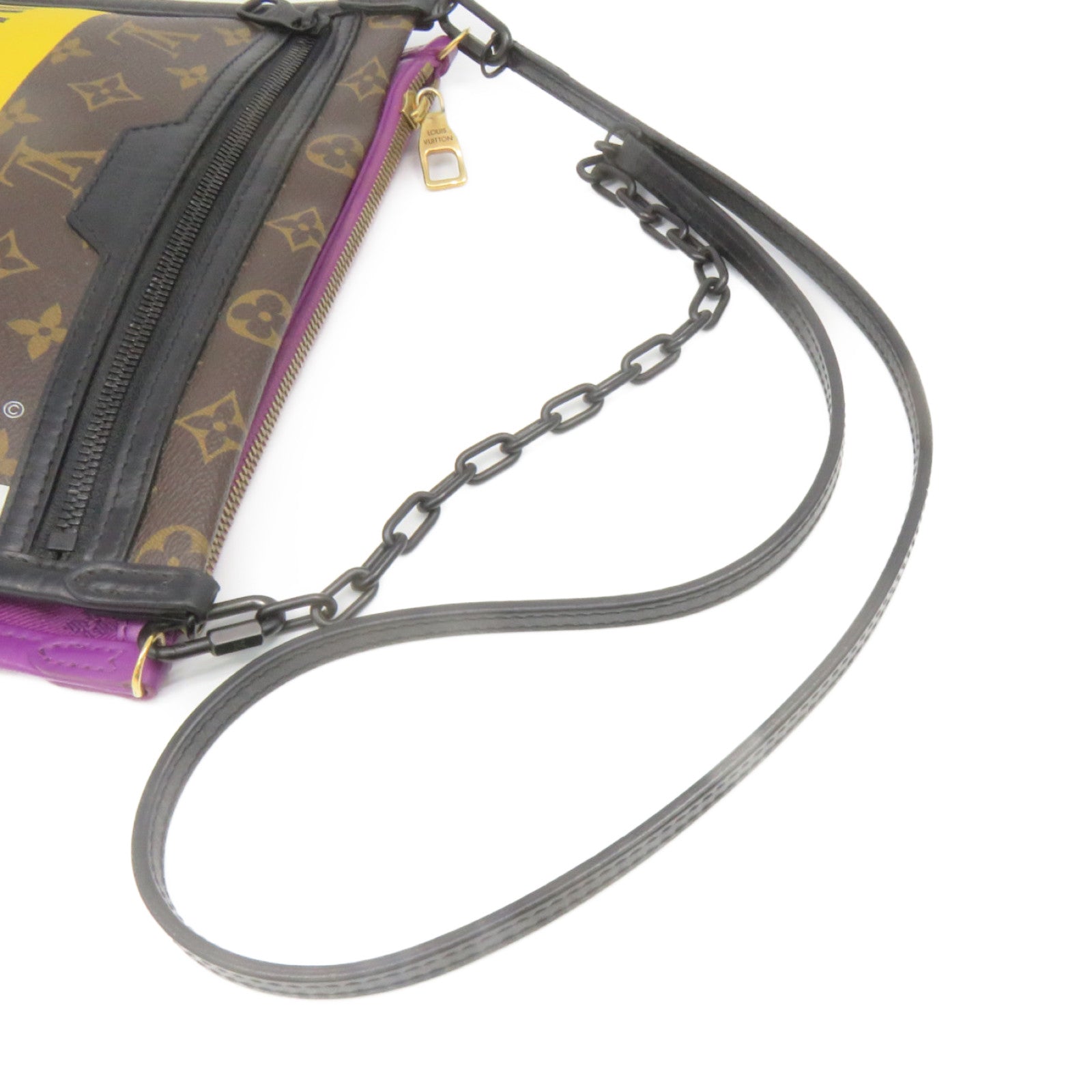 LOUIS VUITTON Monogram D.Flat Shoulder Bag肩背袋啡色/紫色
