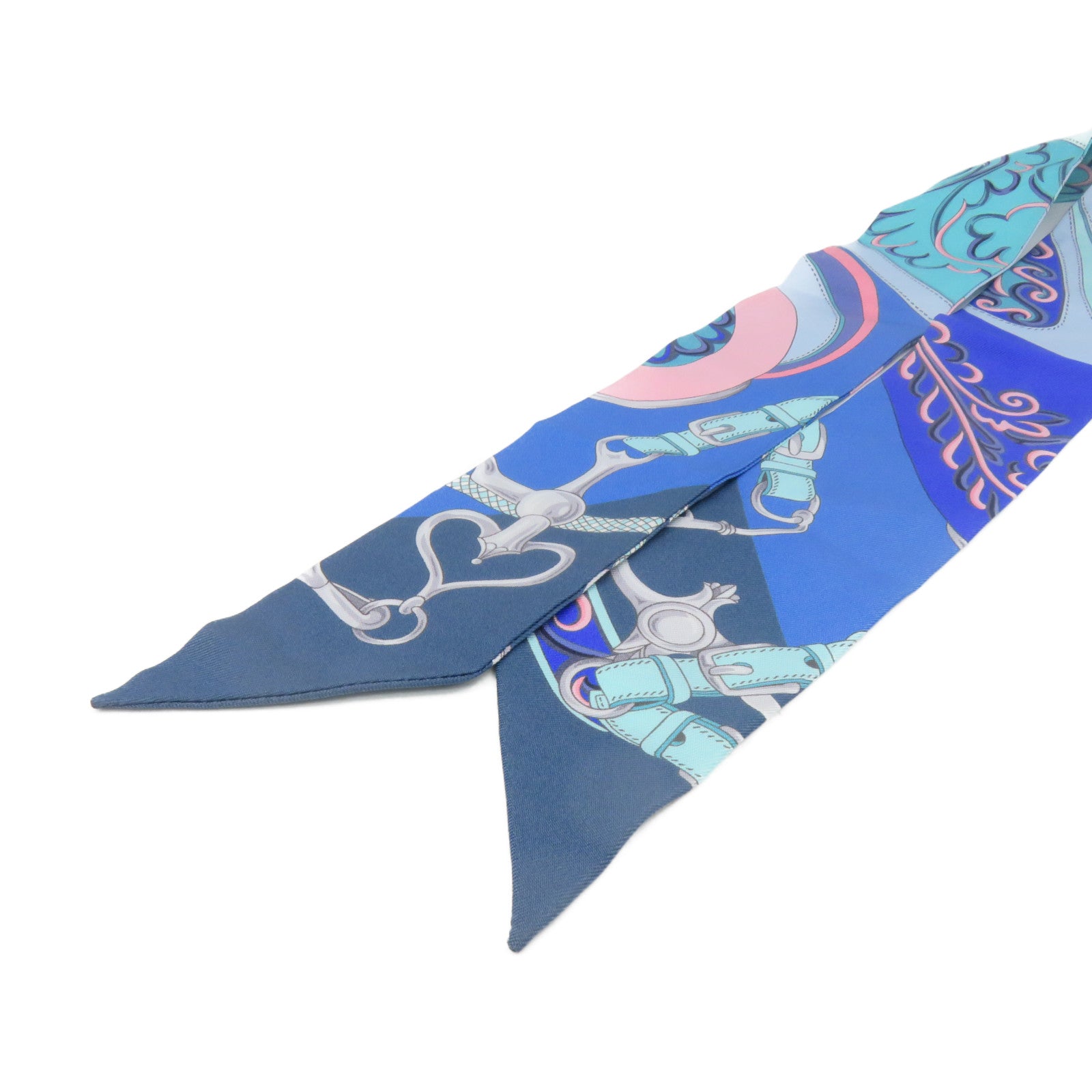 HERMES 【激減優惠】絲質Twilly Scarf絲巾藍色/粉紅色/彩色