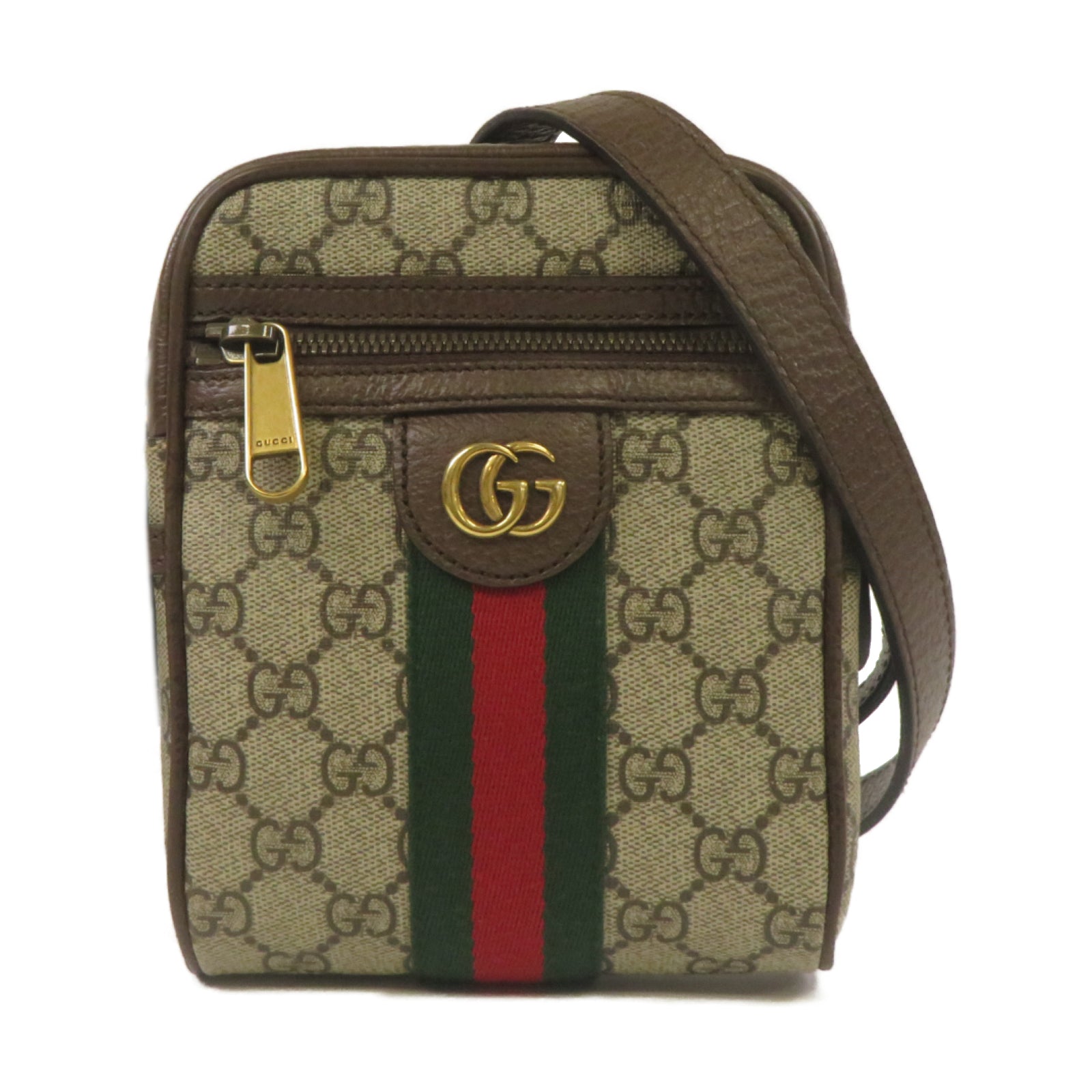 GUCCI 塗層帆布Ophidia Shoulder Bag金扣肩背袋啡色
