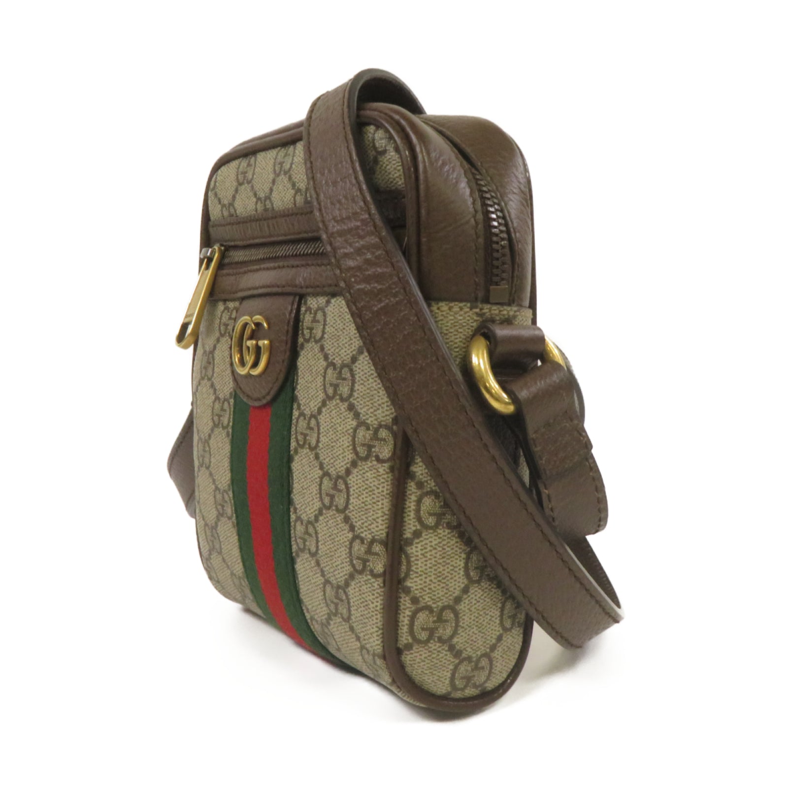 GUCCI 塗層帆布Ophidia Shoulder Bag金扣肩背袋啡色