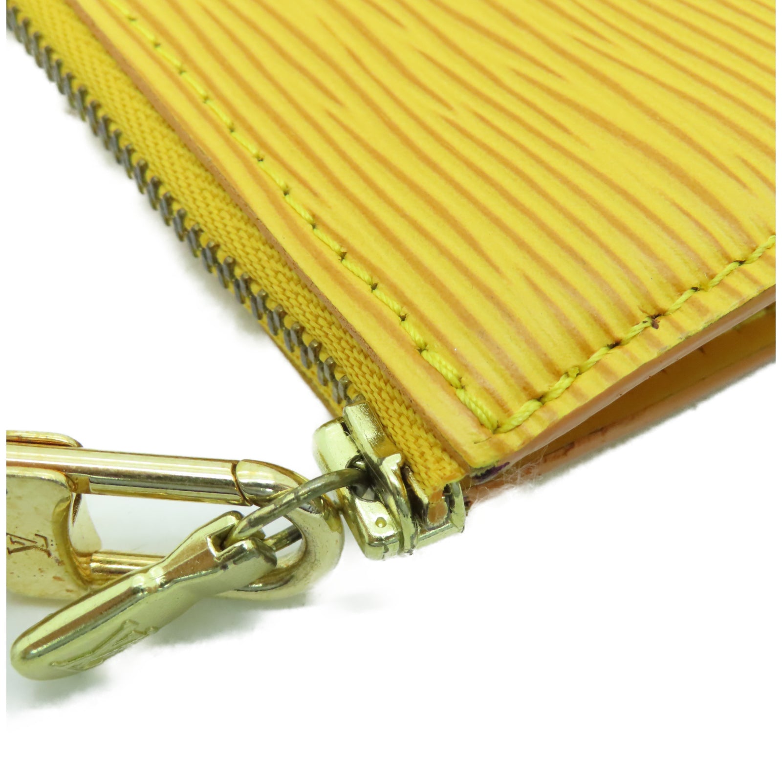 LOUIS VUITTON Epi Pochette Accessories金扣手拿包黃色