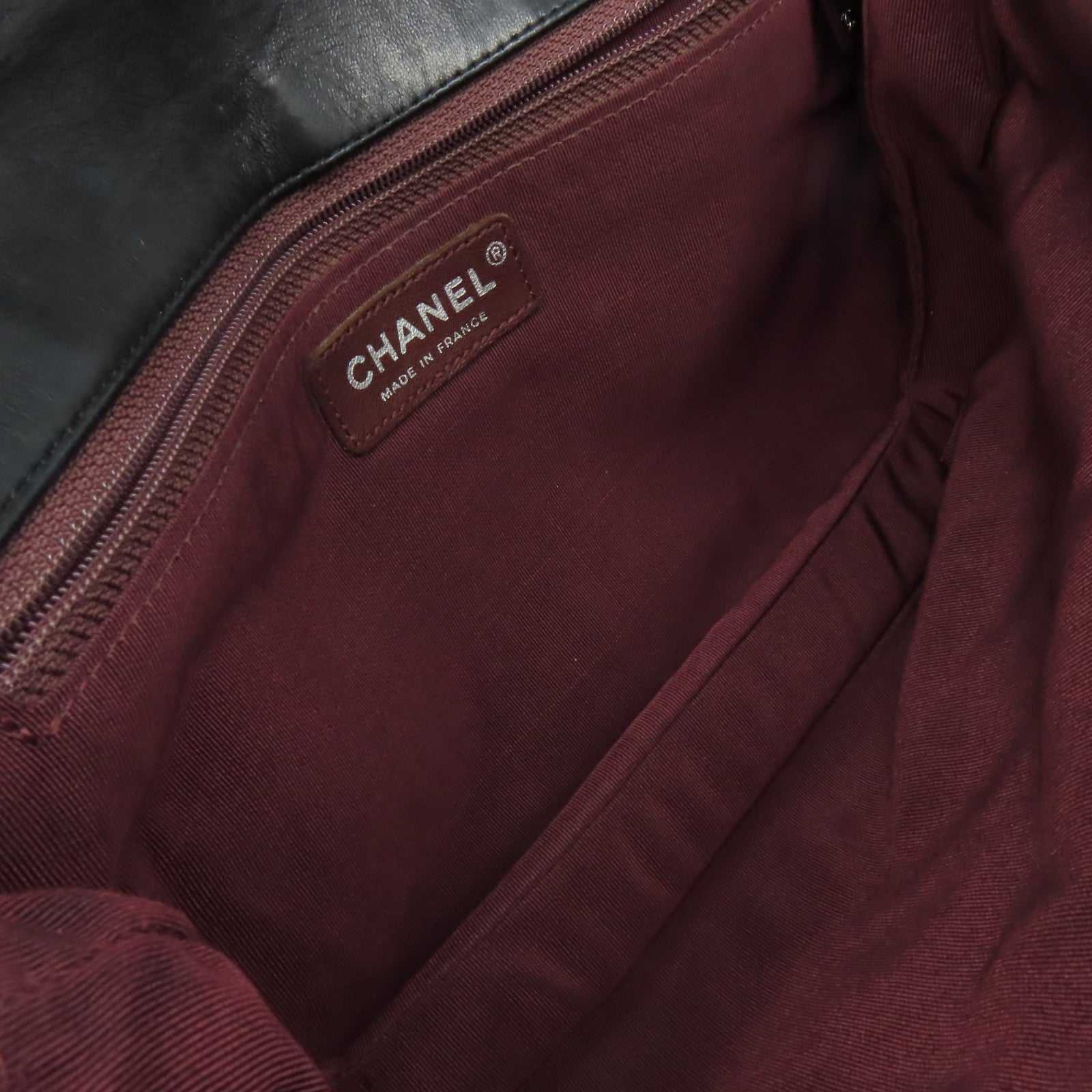 CHANEL 菱格羊皮皮革Chain Shoulder Bag銀扣鏈帶肩背袋黑色