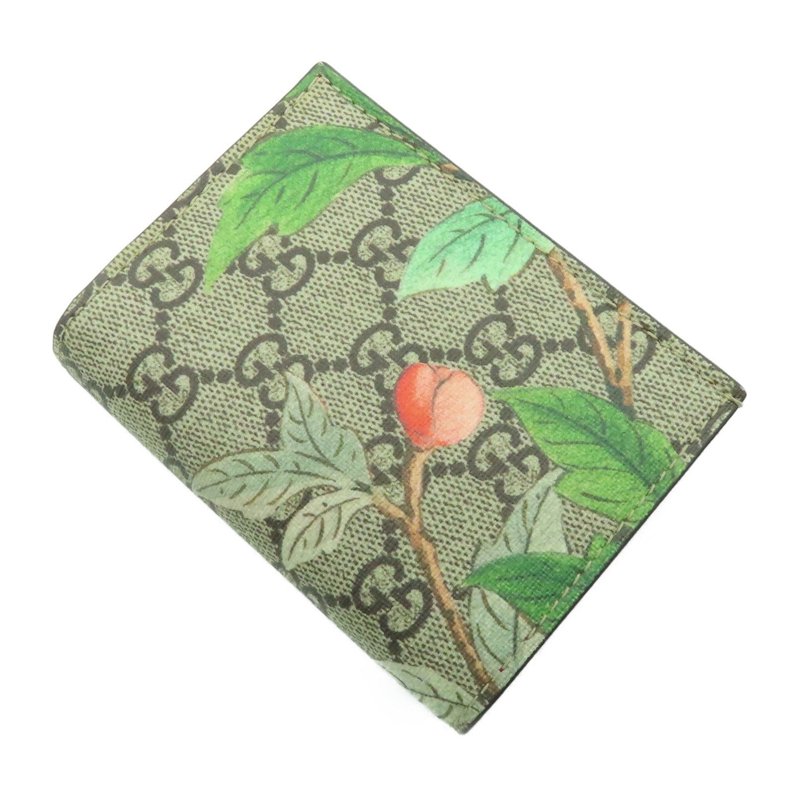 GUCCI 塗層帆布Wallet金扣錢包啡色/紅色