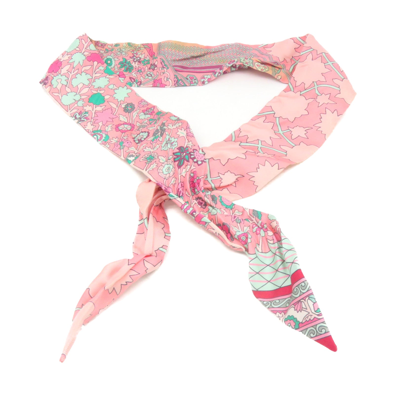 HERMES Silk Twilly Scarf Pink/Color