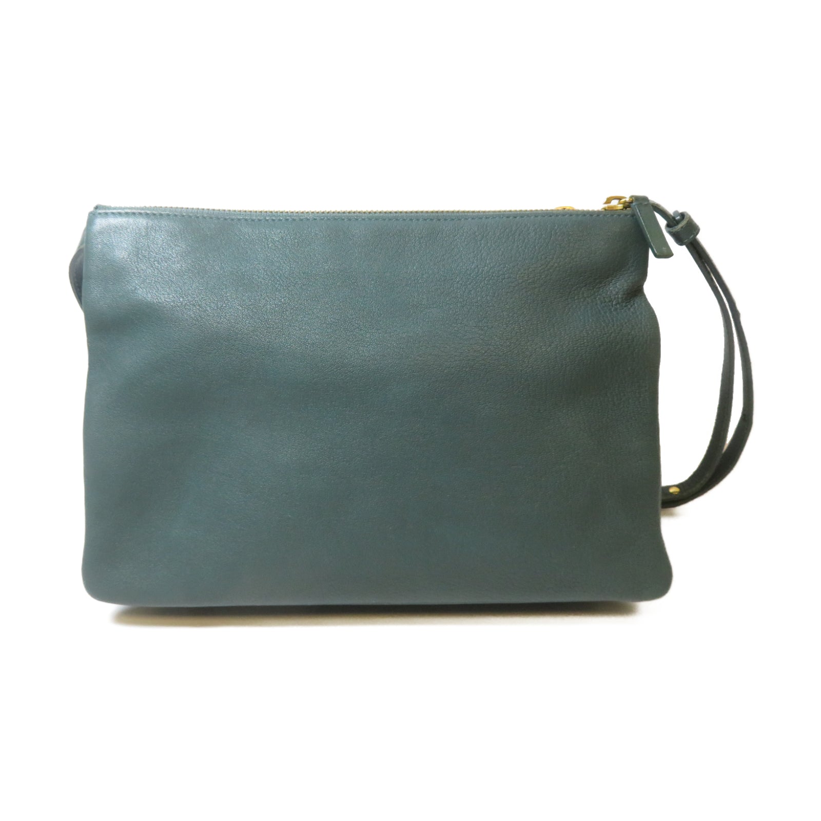 CELINE 牛皮皮革Shoulder Bag金扣肩背袋綠色