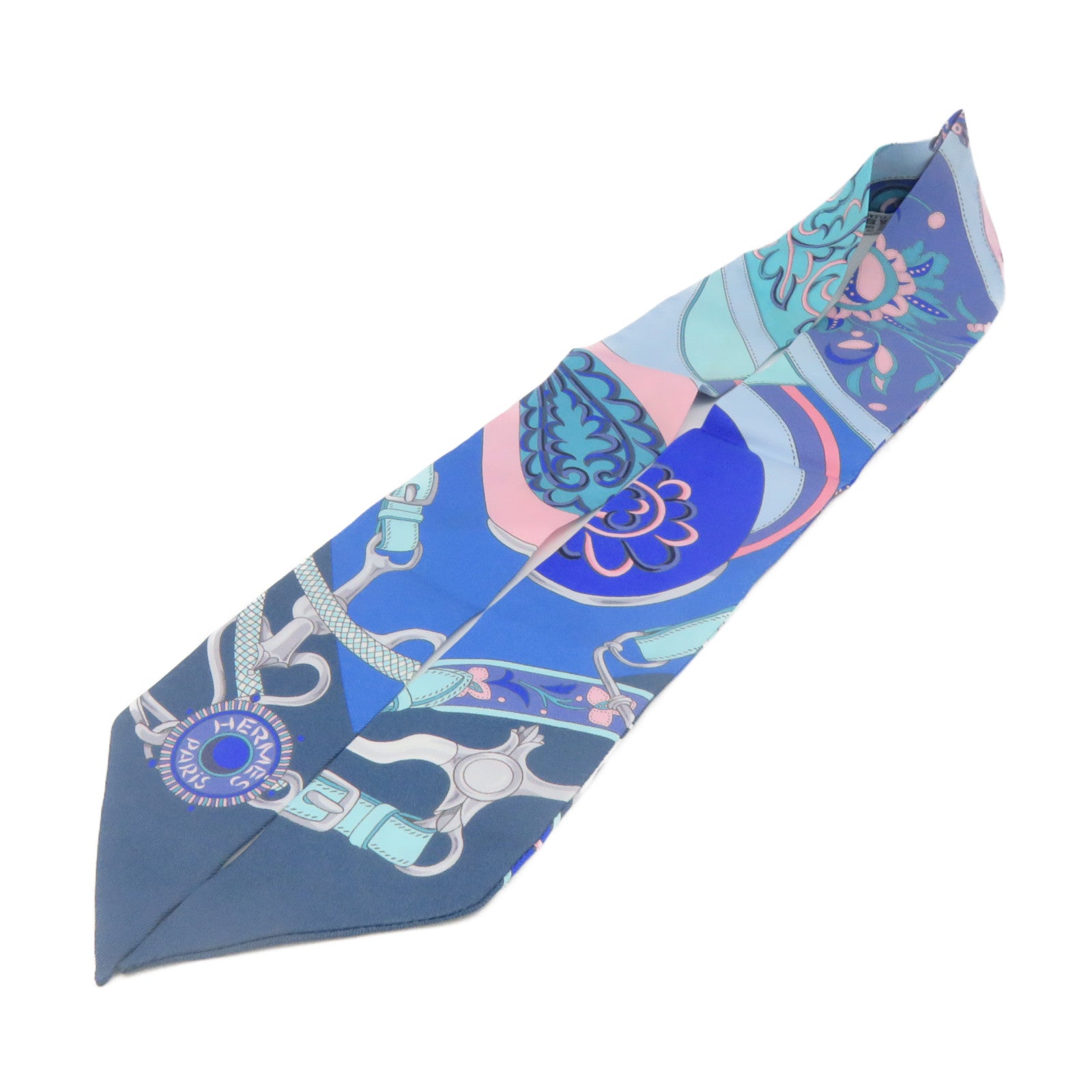 HERMES 【激減優惠】絲質Twilly Scarf絲巾藍色/粉紅色/彩色