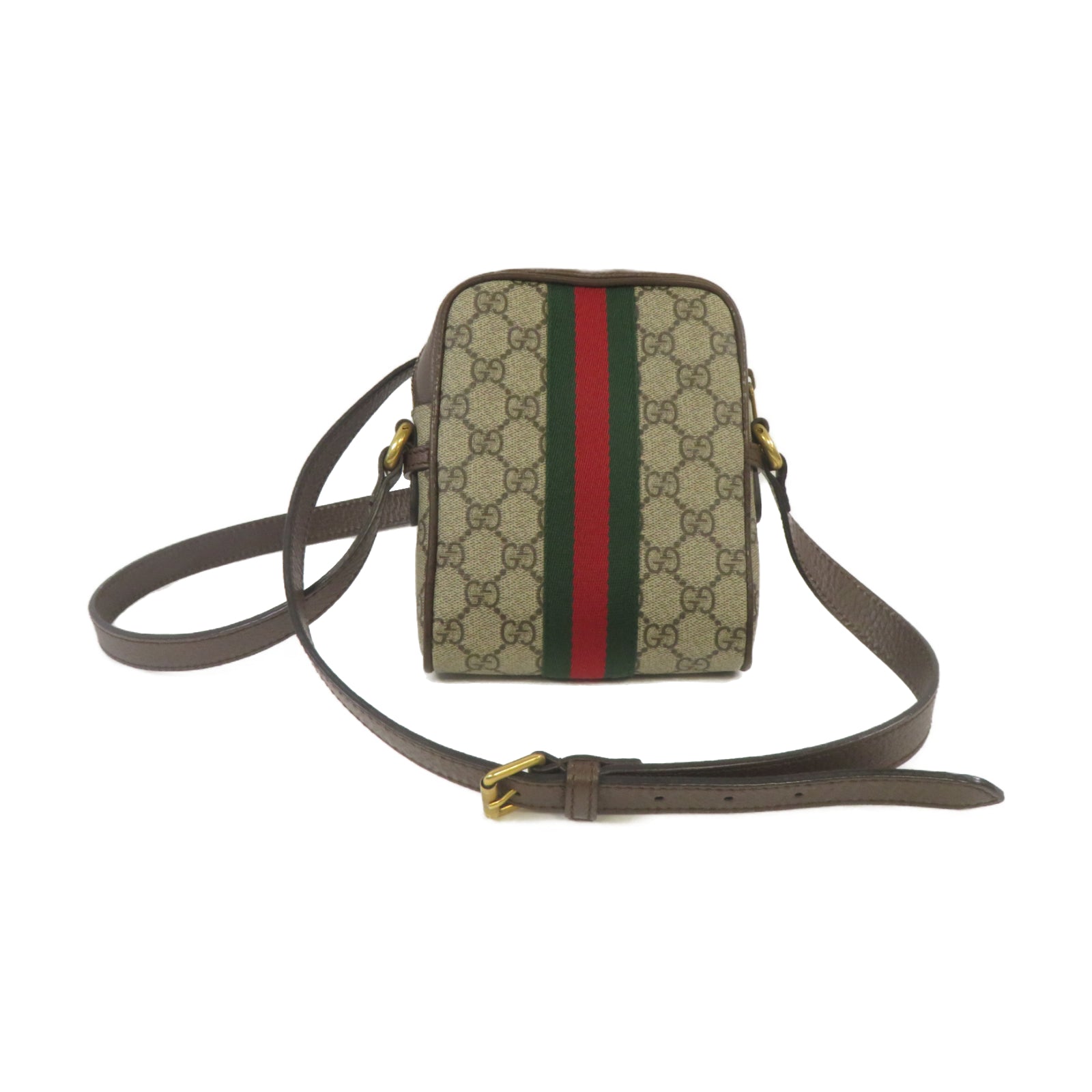GUCCI 塗層帆布Ophidia Shoulder Bag金扣肩背袋啡色