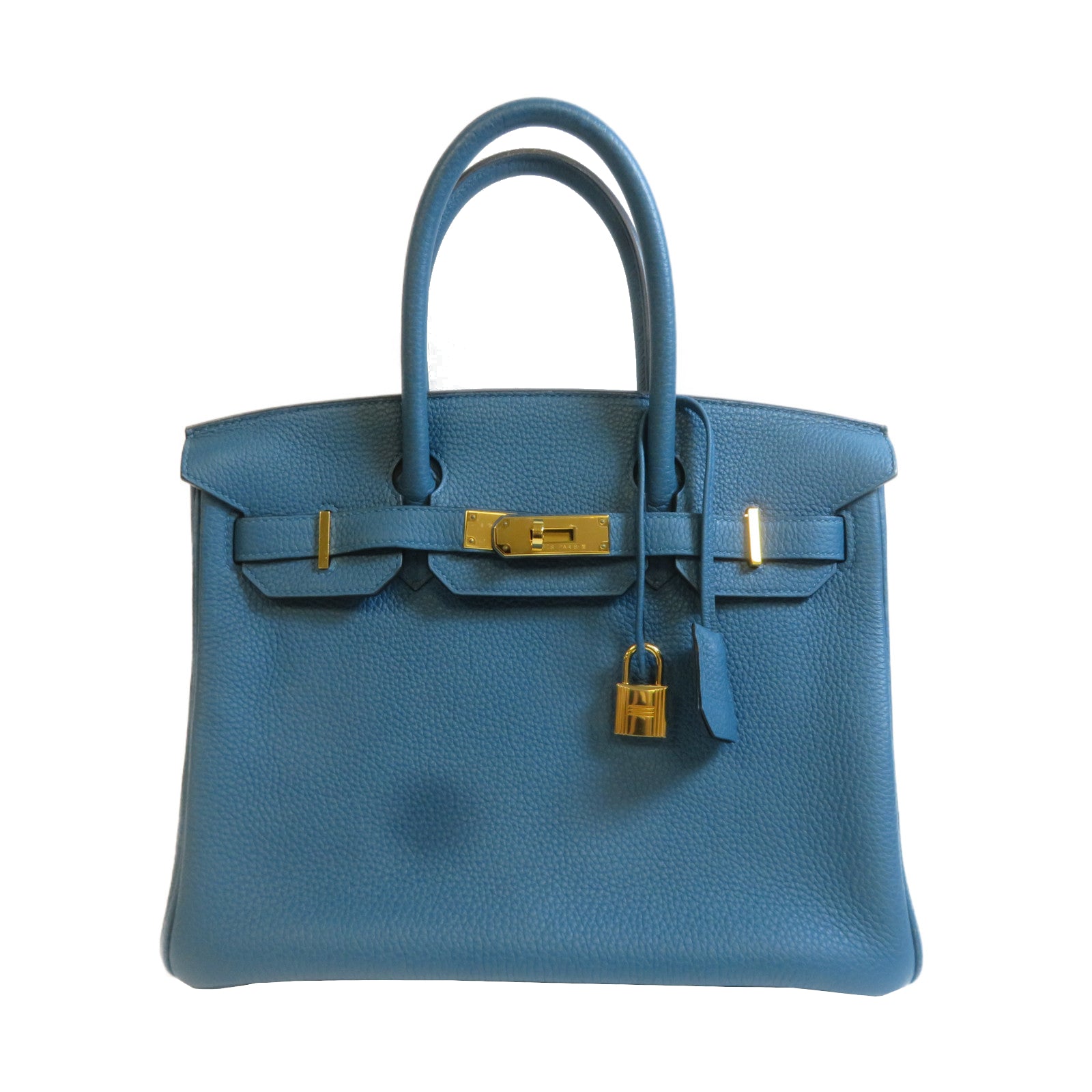 HERMES Togo皮革Birkin 30金扣手挽袋伊茲密爾藍色