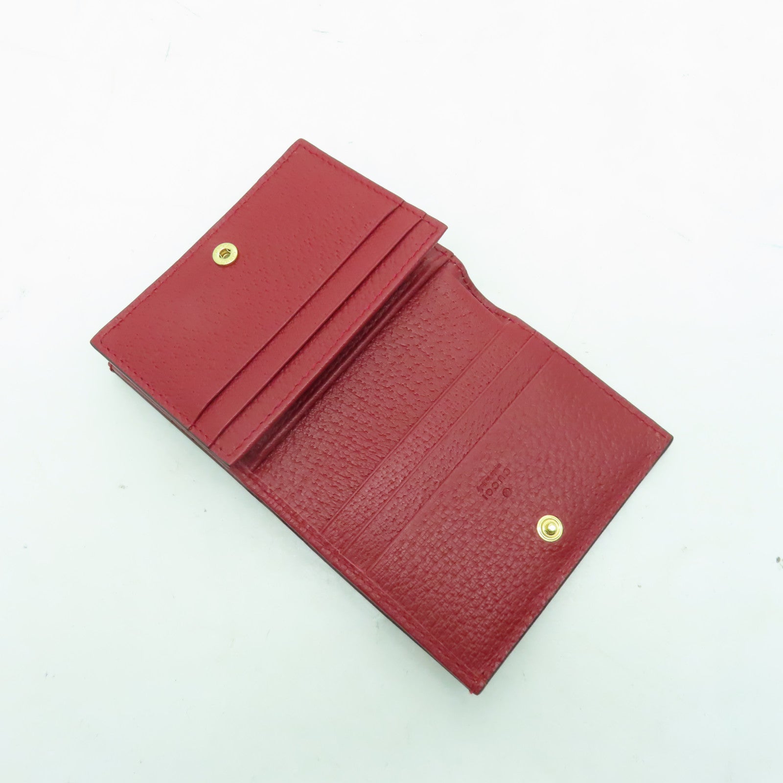 GUCCI 塗層帆布Wallet金扣錢包啡色/紅色