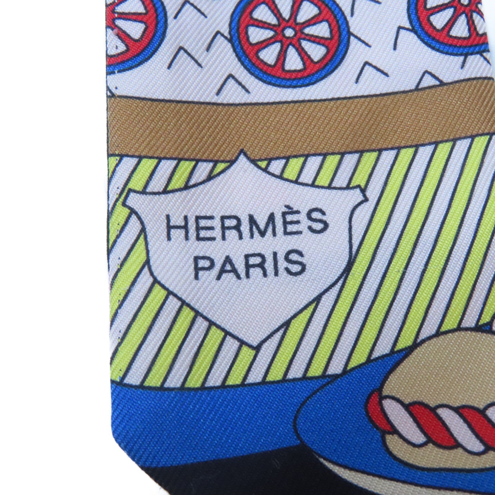 HERMES 絲質La Patisserie Francaise Charm Twilly絲巾黑色