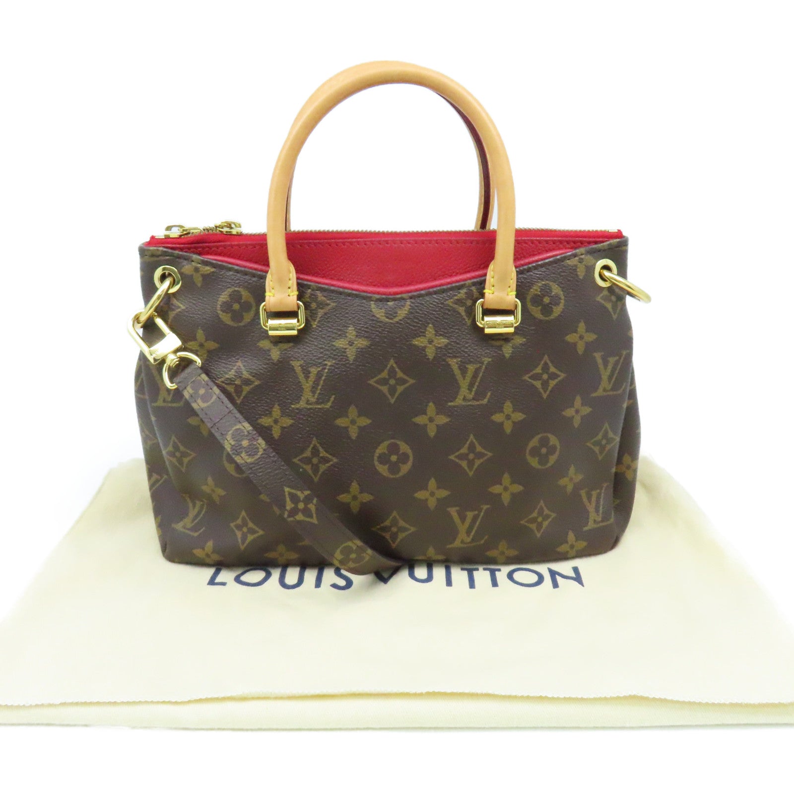 LOUIS VUITTON Monogram Pallas BB 2Way Shoulder Bag手挽肩背兩用袋啡色/紅色