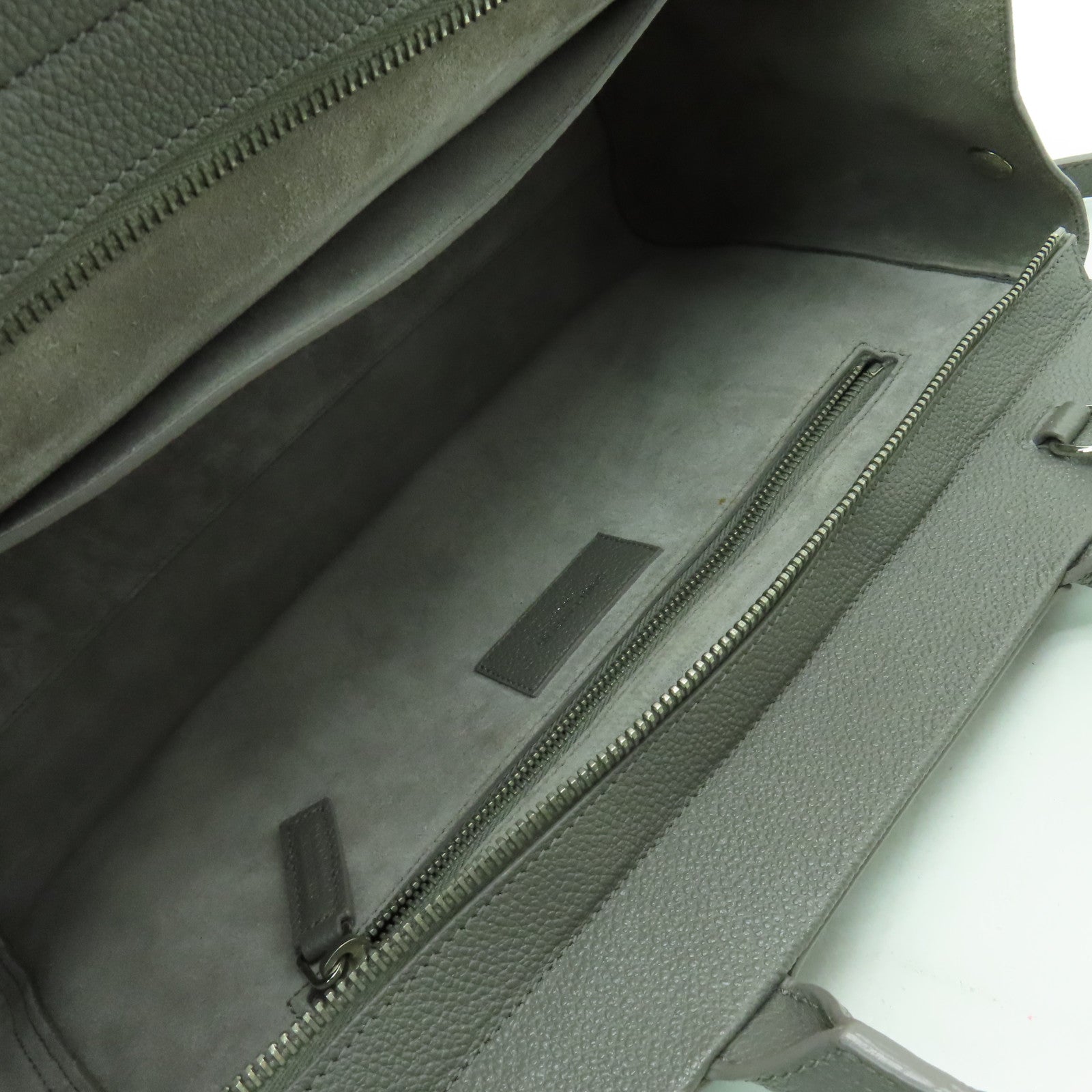SAINT LAURENT 牛皮皮革2 Way Shoulder銀扣手挽肩背兩用袋灰色