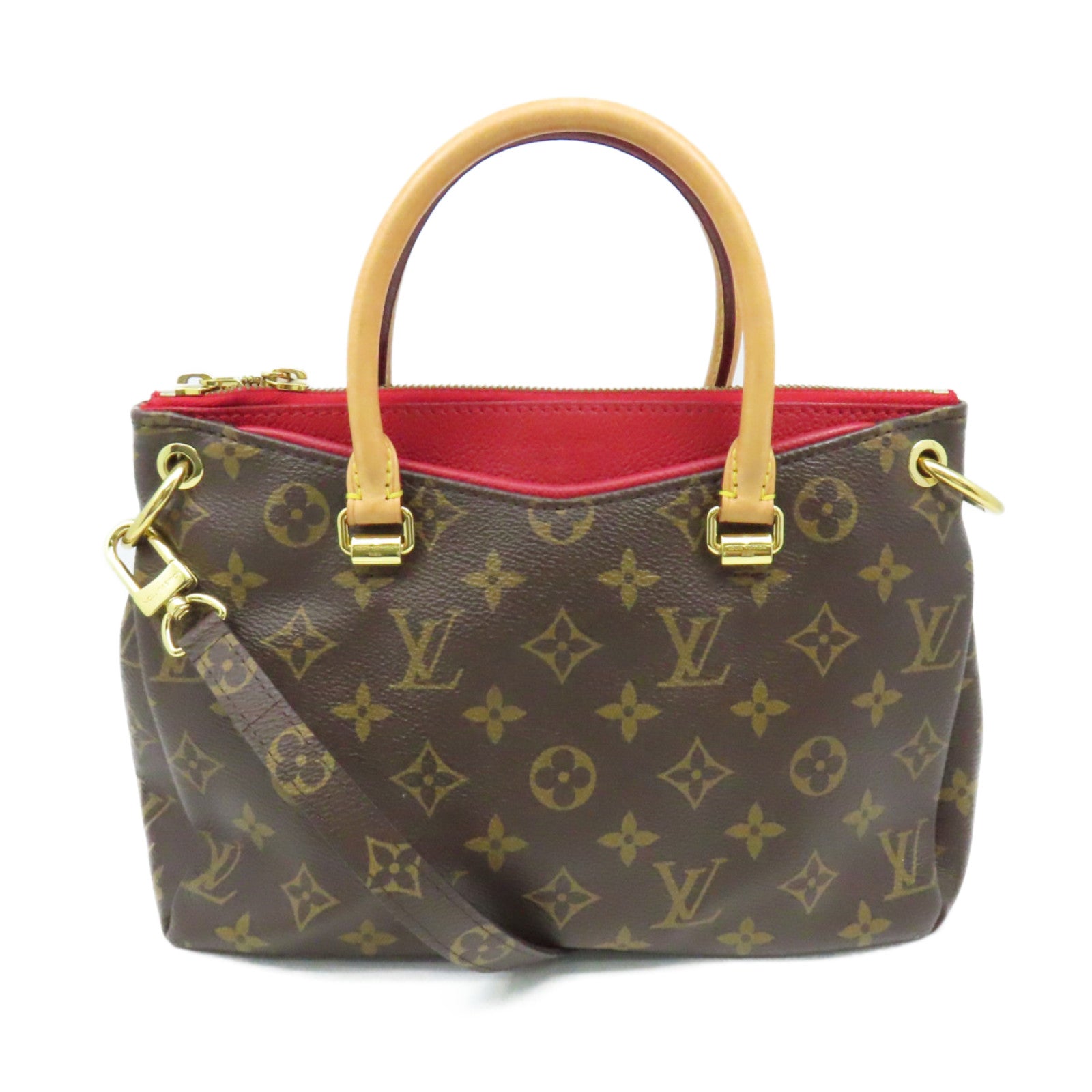 LOUIS VUITTON Monogram Pallas BB 2Way Shoulder Bag手挽肩背兩用袋啡色/紅色