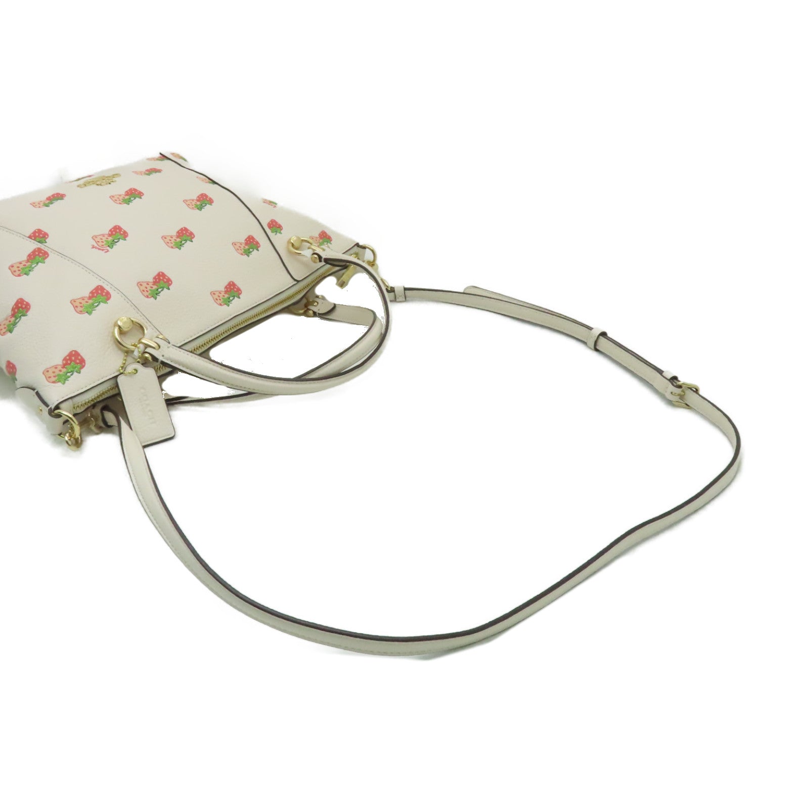 COACH 牛皮皮革Shoulder Bag金扣手挽肩背兩用袋白色/紅色/粉紅色