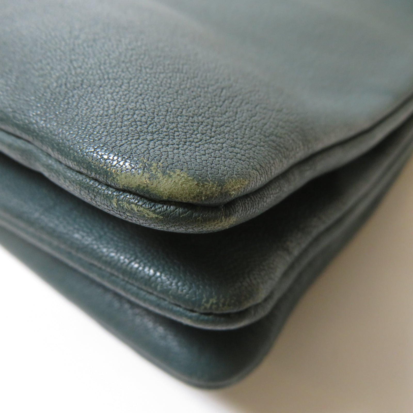 CELINE 牛皮皮革Shoulder Bag金扣肩背袋綠色
