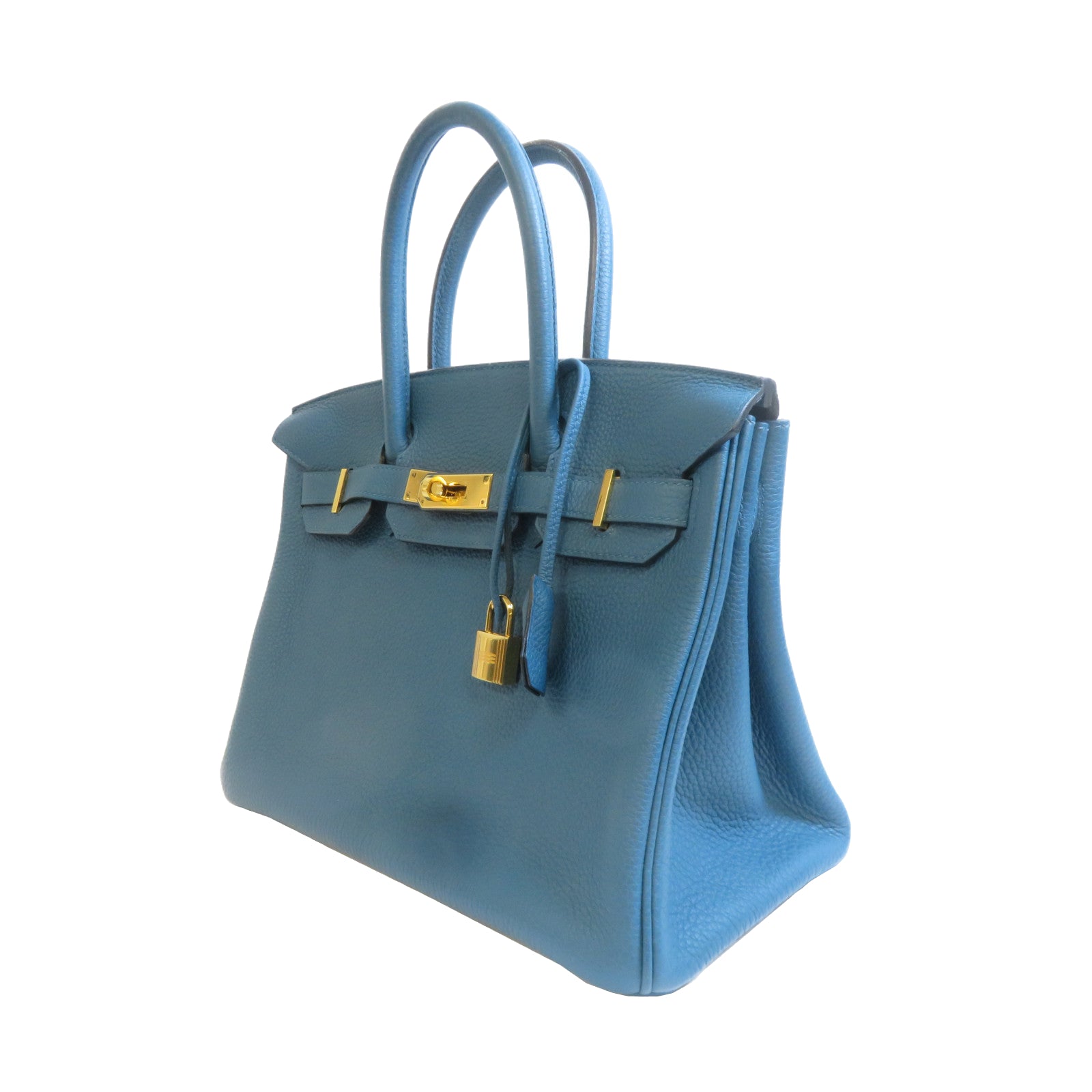 HERMES Togo皮革Birkin 30金扣手挽袋伊茲密爾藍色