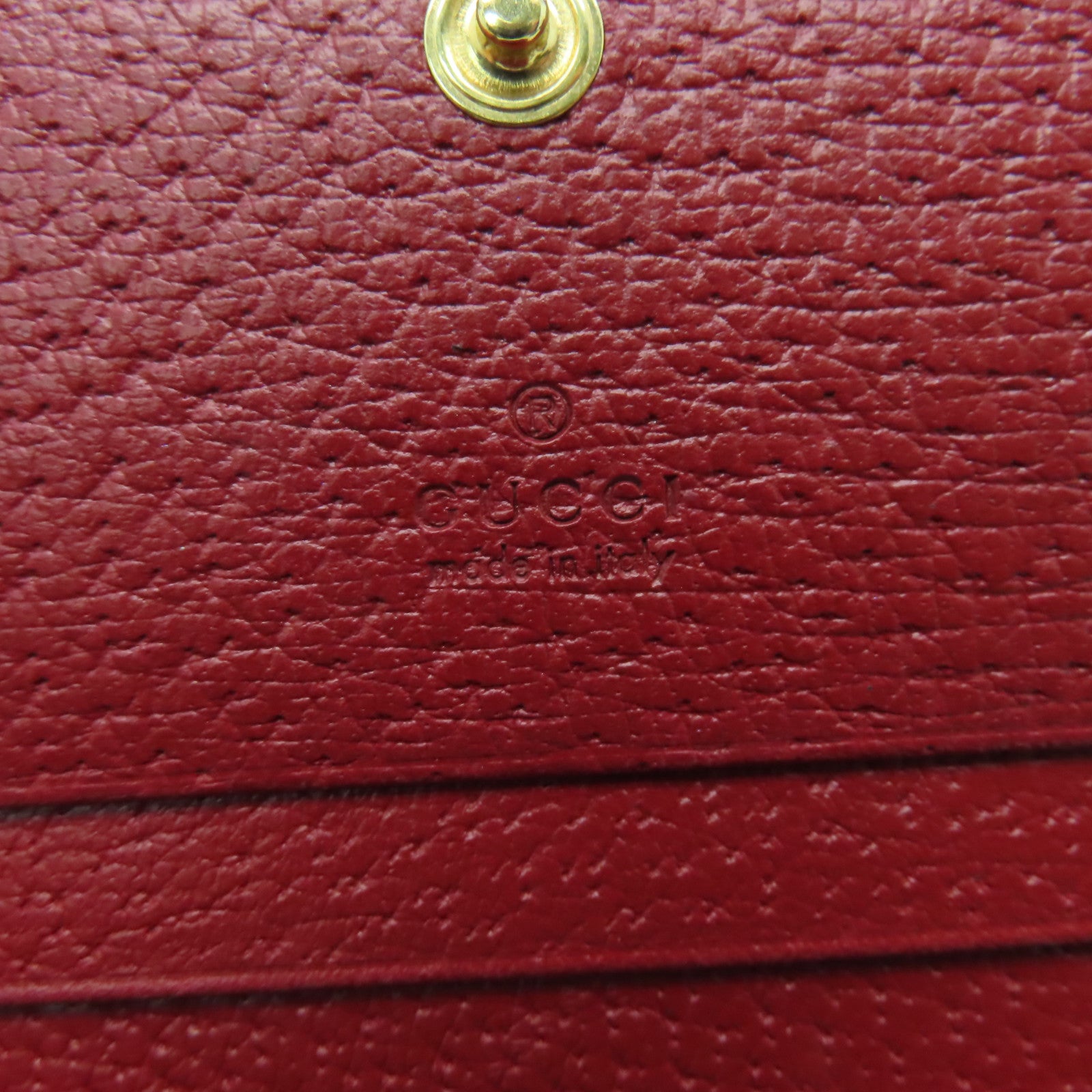 GUCCI 塗層帆布Wallet金扣錢包啡色/紅色