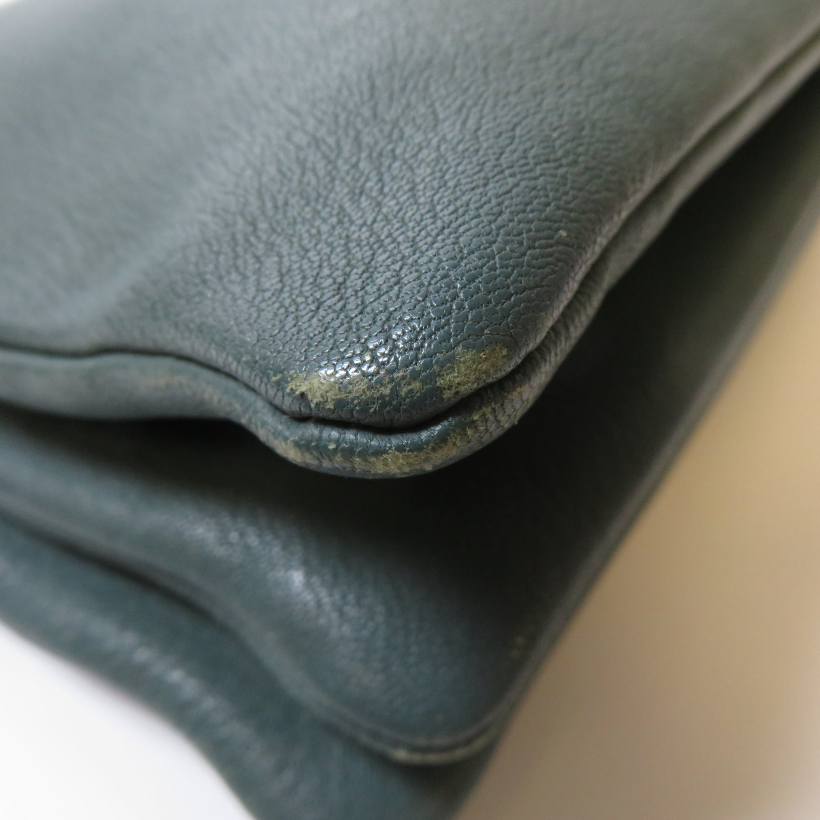 CELINE 牛皮皮革Shoulder Bag金扣肩背袋綠色