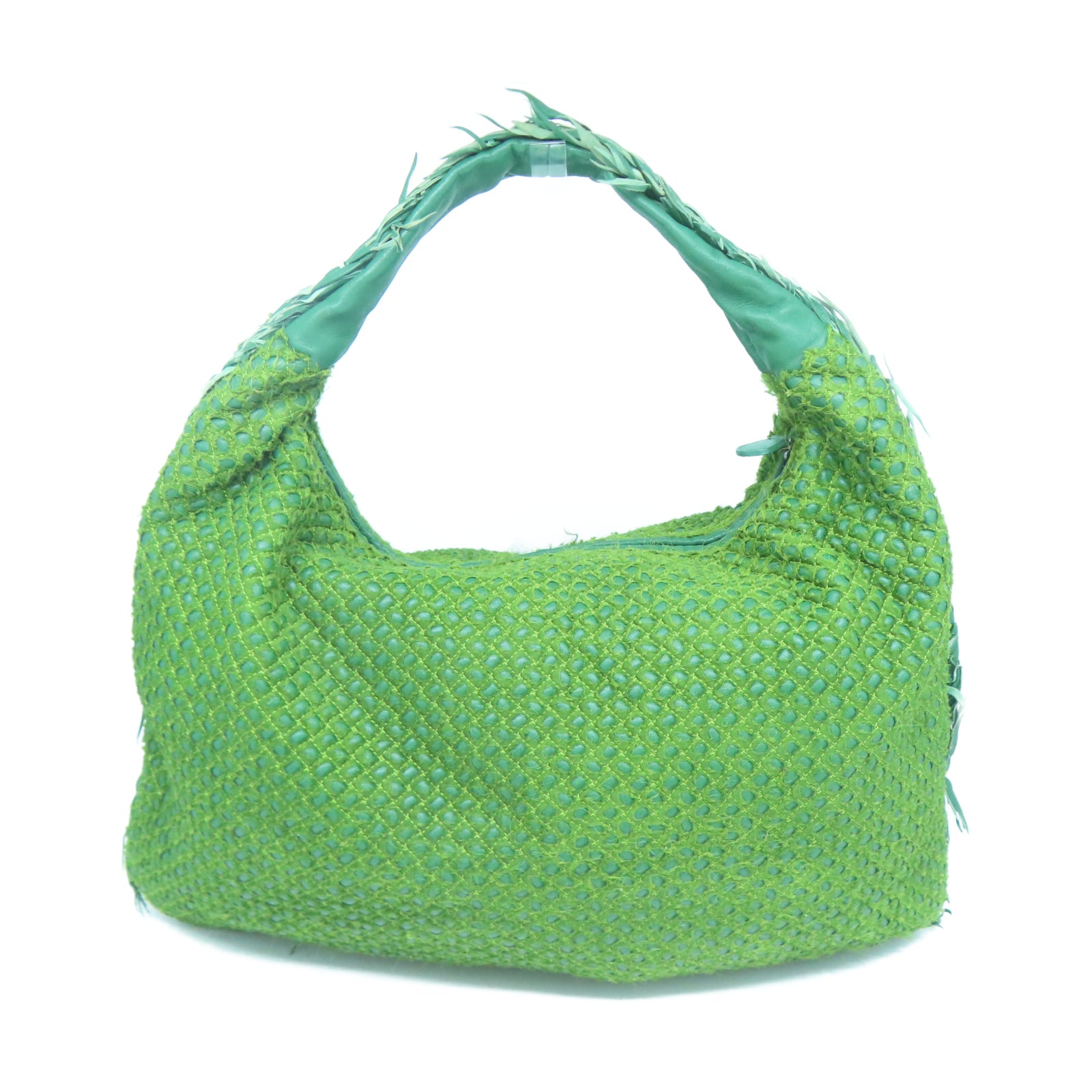 BOTTEGA VENETA 牛皮皮革Hand Bag銀扣手挽袋綠色