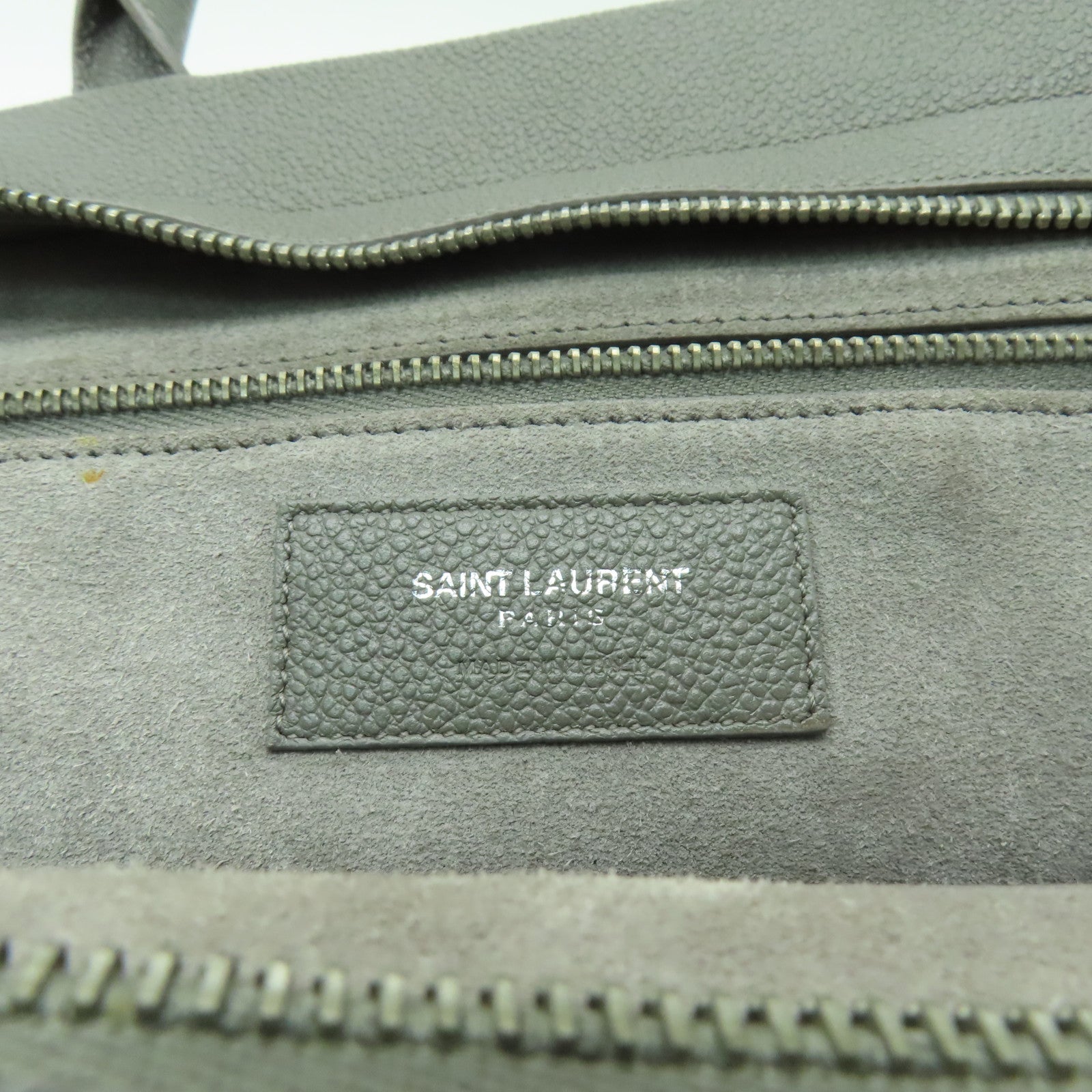 SAINT LAURENT 牛皮皮革2 Way Shoulder銀扣手挽肩背兩用袋灰色
