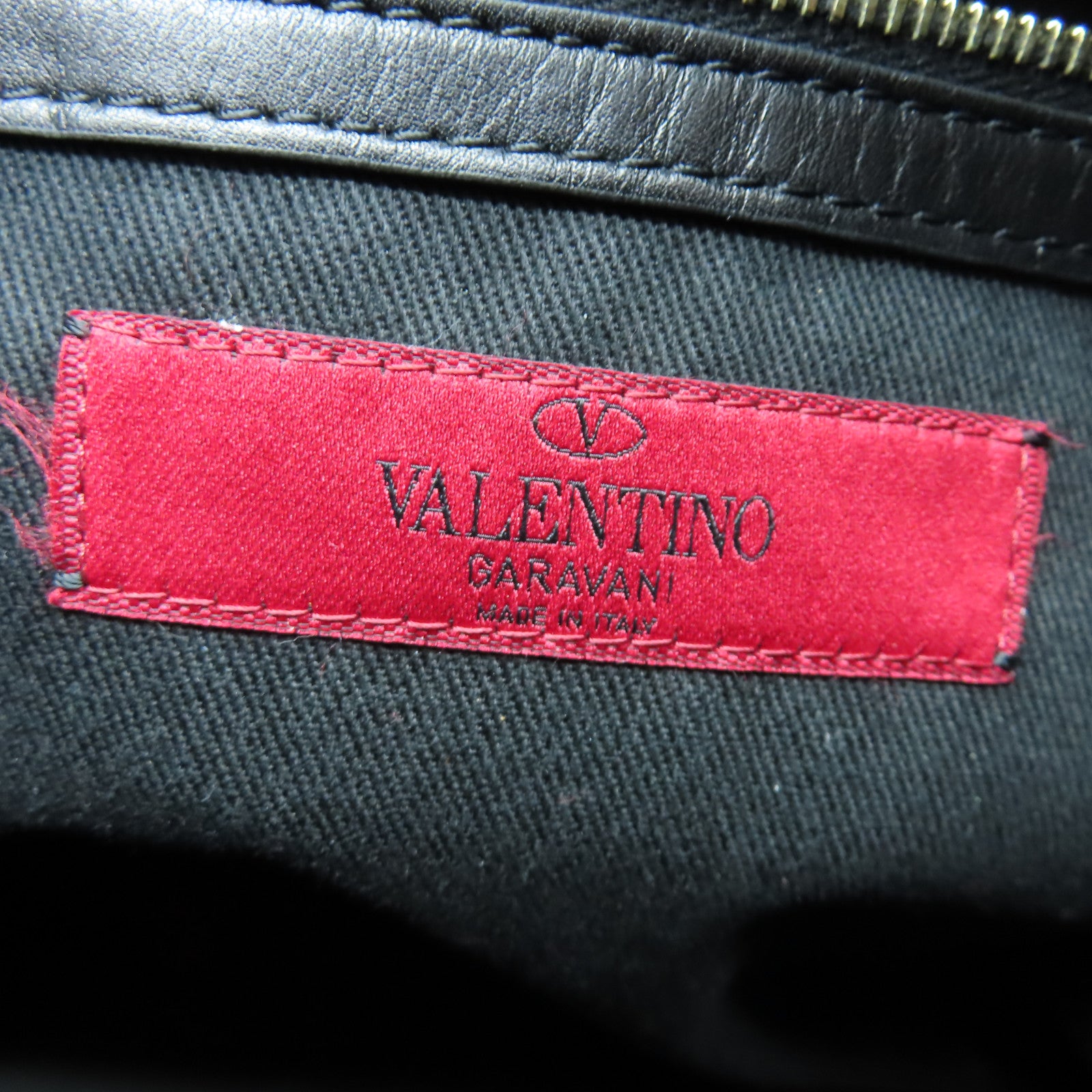 Valentino 帆布Shoulder Bag金扣手挽肩背兩用袋黑色/灰色