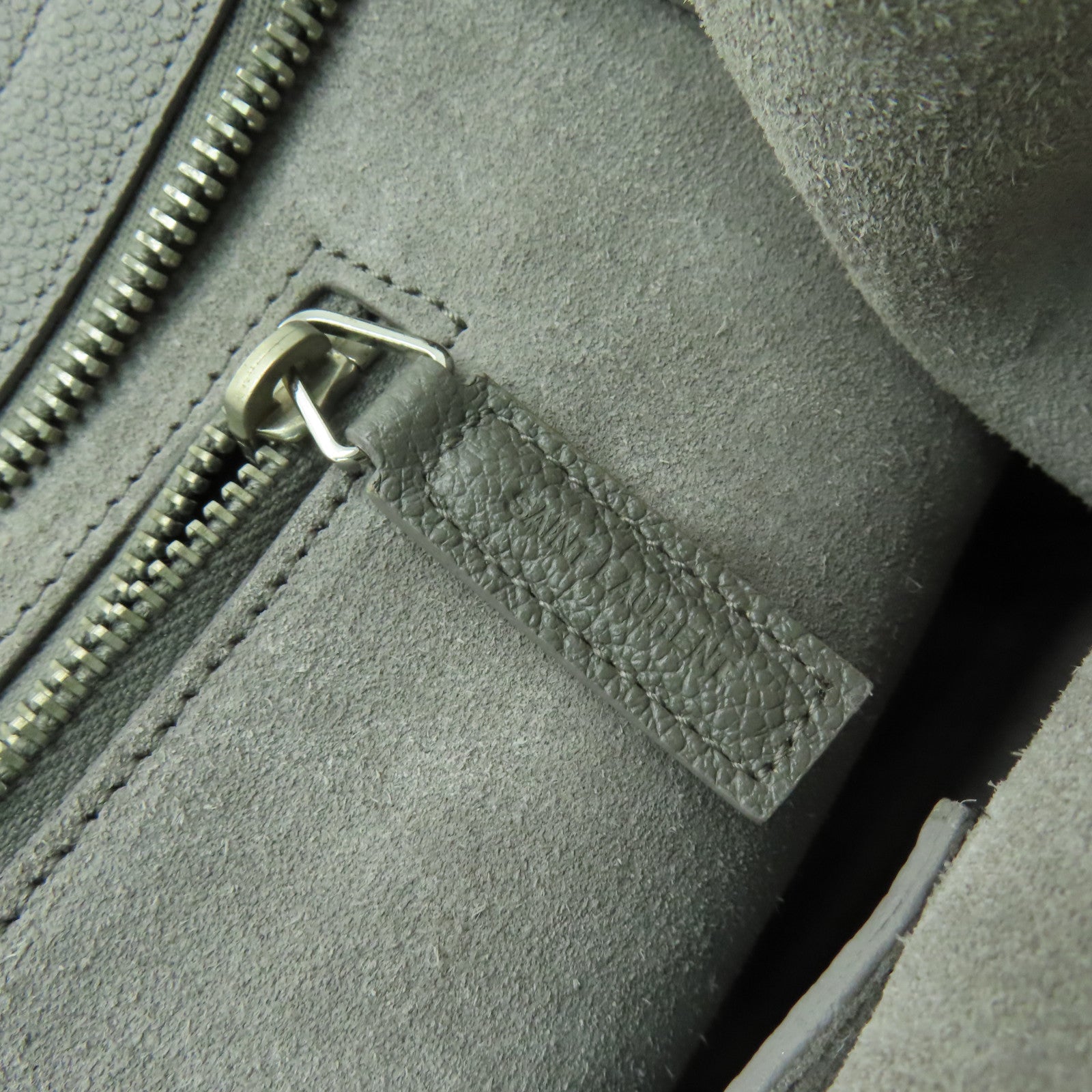 SAINT LAURENT 牛皮皮革2 Way Shoulder銀扣手挽肩背兩用袋灰色