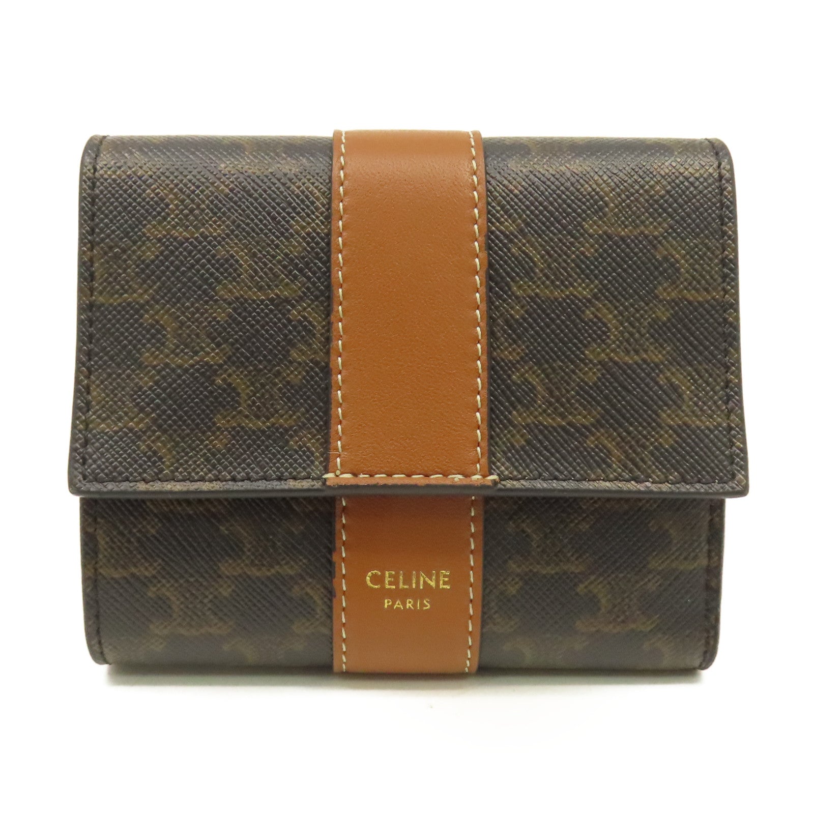 CELINE 塗層皮革Small Trifold Wallet短錢包啡色