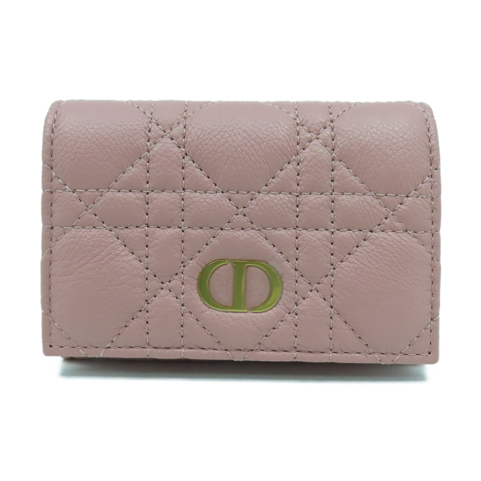 Dior 牛皮皮革Caro XS Wallet金扣錢包粉紅色