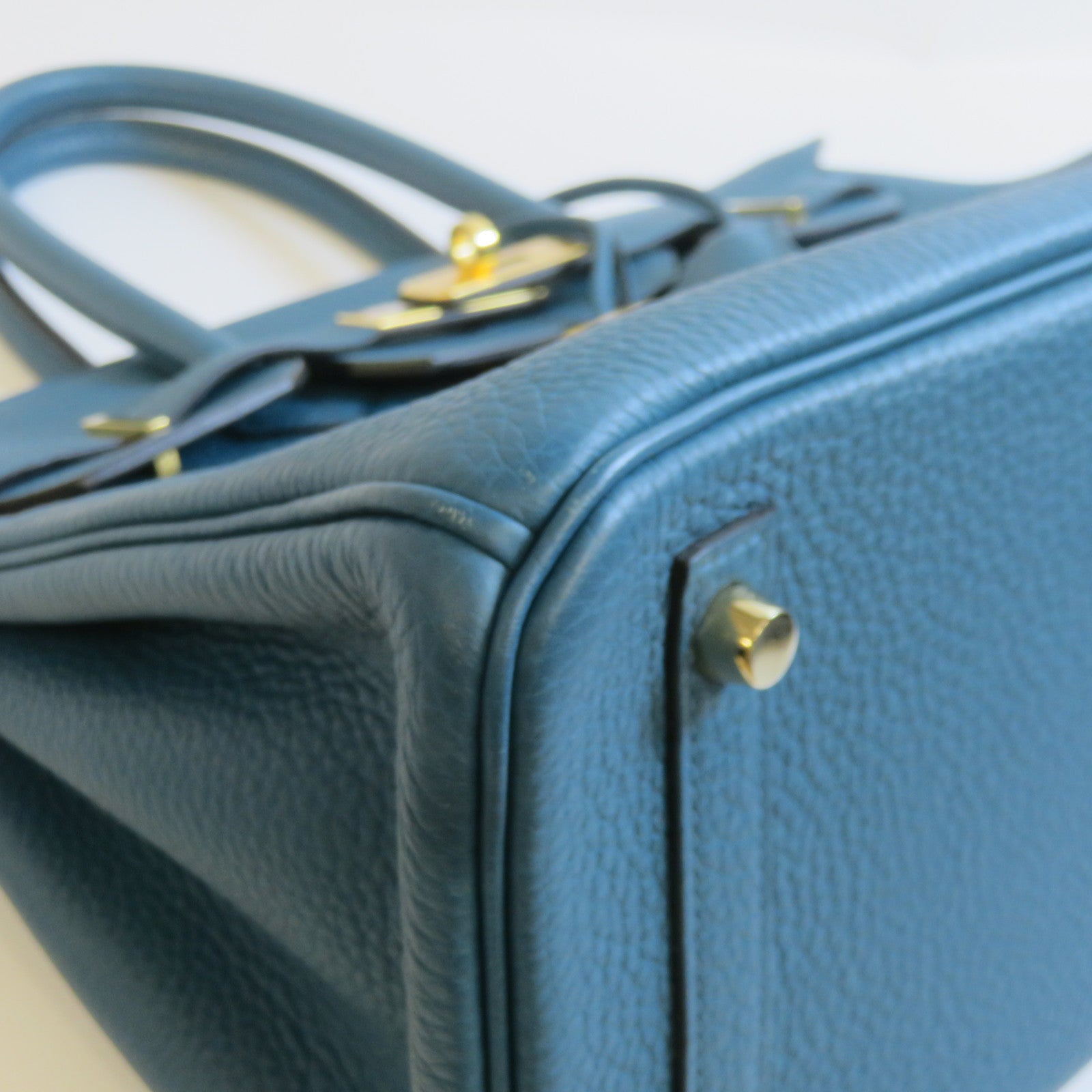 HERMES Togo皮革Birkin 30金扣手挽袋伊茲密爾藍色