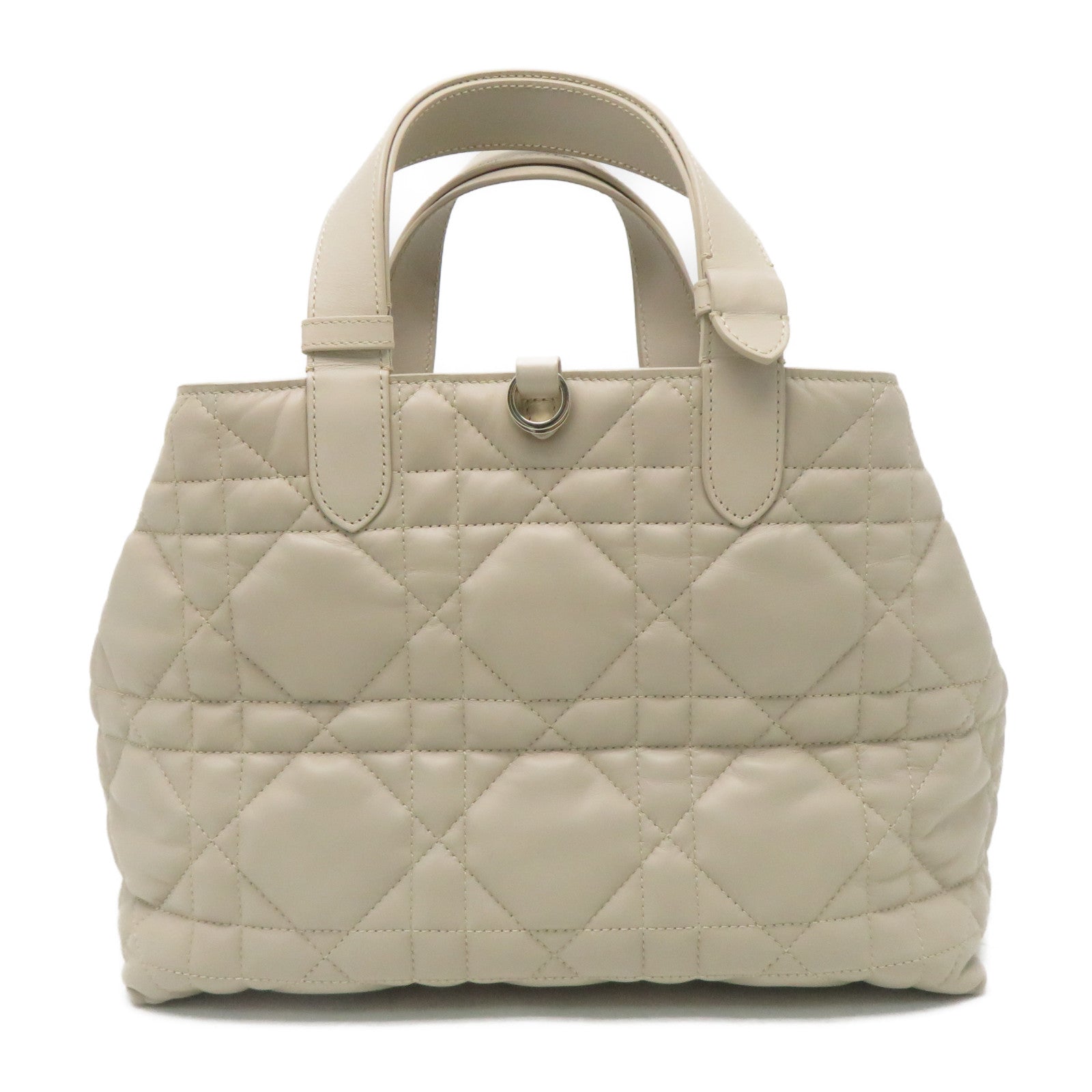 Dior 羊皮皮革Shoulder Bag金扣手挽肩背兩用袋米色