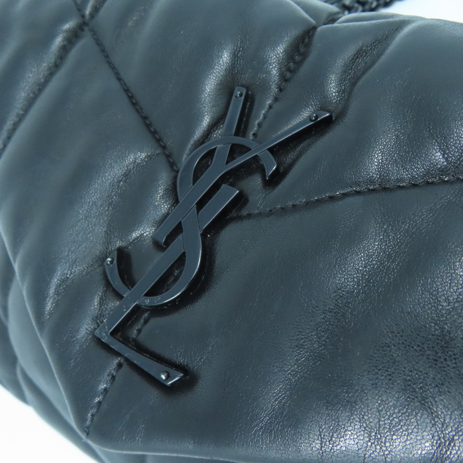 SAINT LAURENT 牛皮皮革Chain Shoulder黑扣/銀扣鏈帶肩背袋黑色