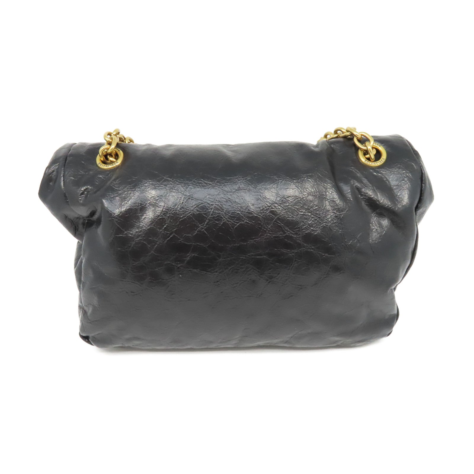 BALENCIAGA 牛皮皮革Monaco Small Chain Shoulder Bag金扣鏈帶肩背袋黑色