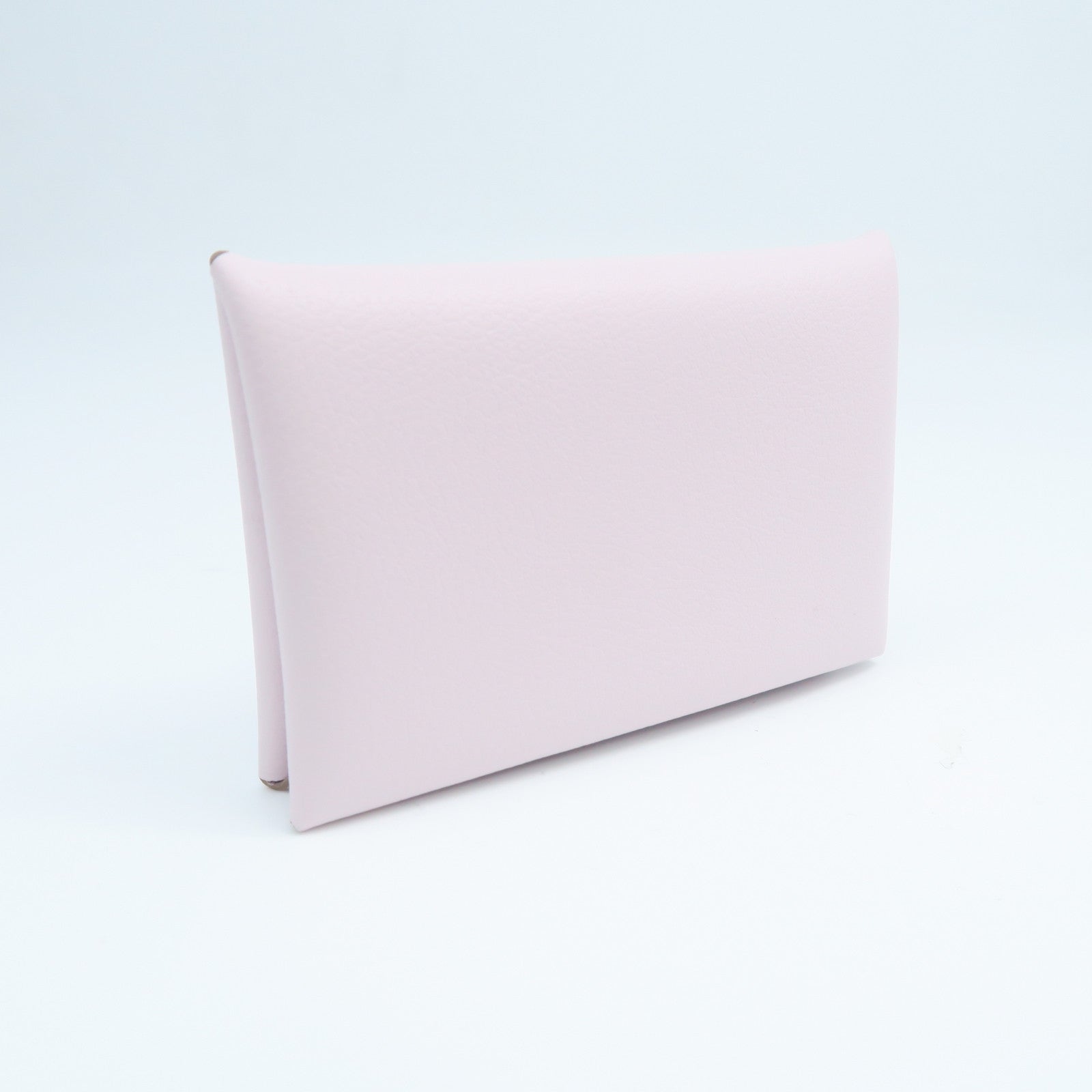 HERMES Chevre Leather Calvi Silver Buckle Card Holder Lavender