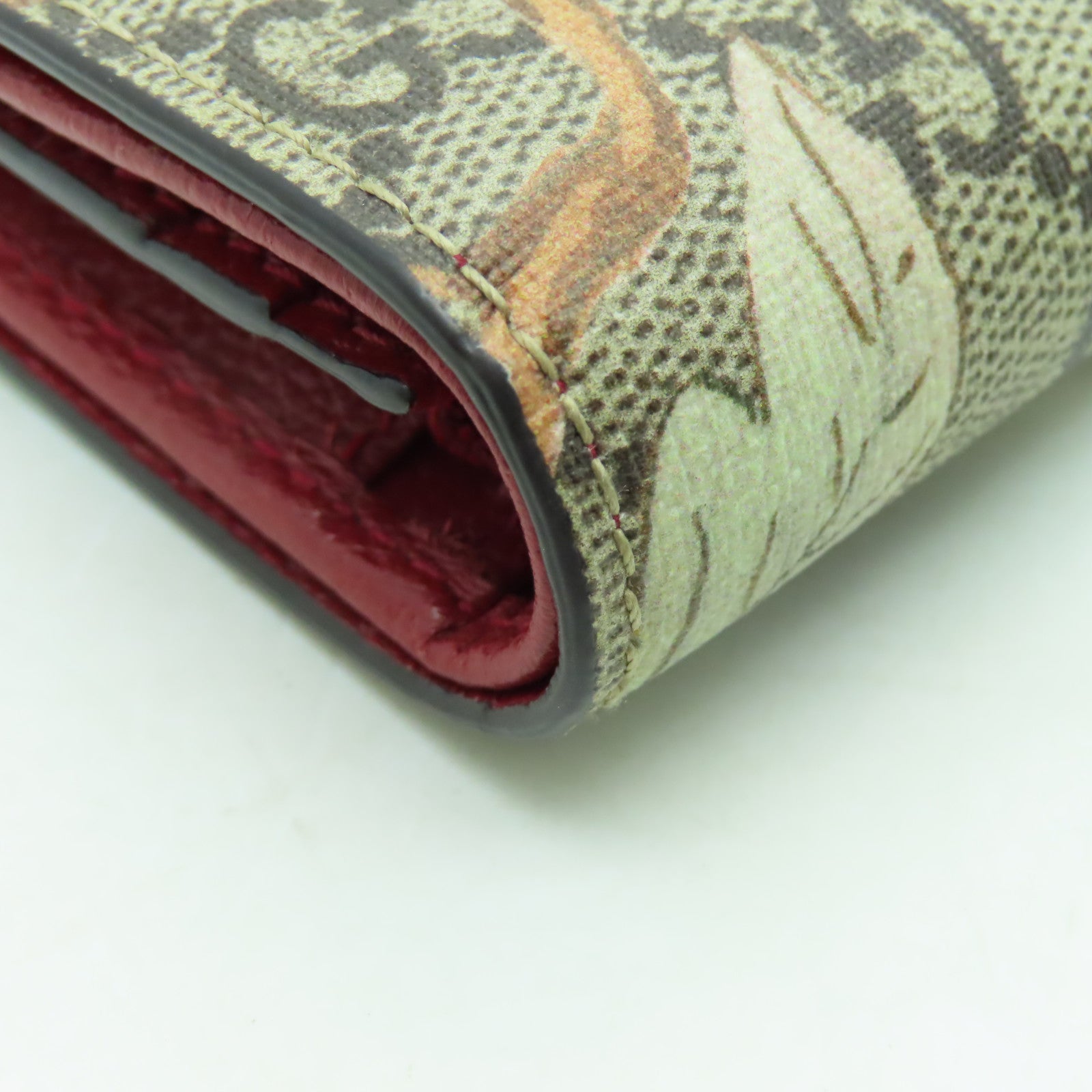 GUCCI 塗層帆布Wallet金扣錢包啡色/紅色