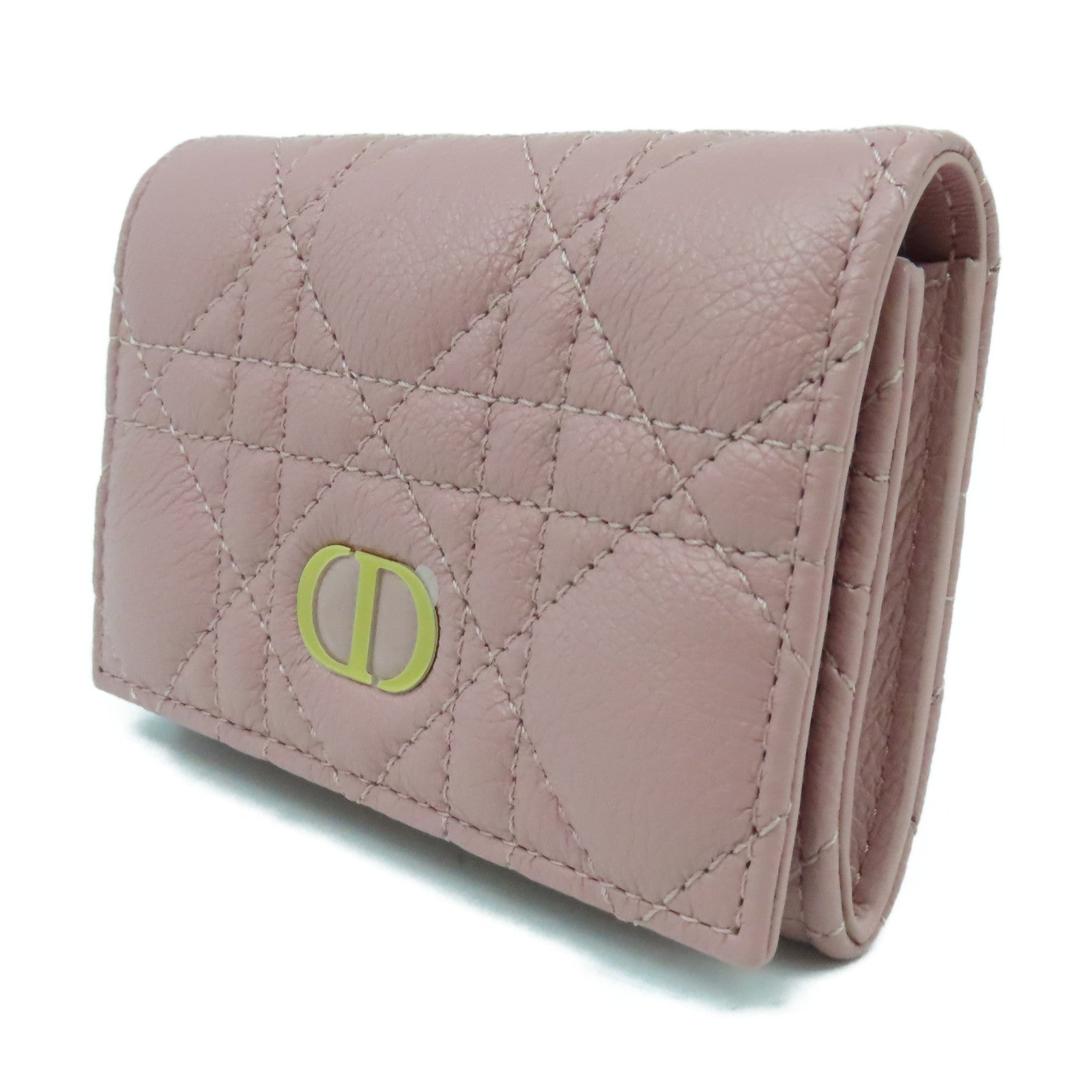Dior 牛皮皮革Caro XS Wallet金扣錢包粉紅色