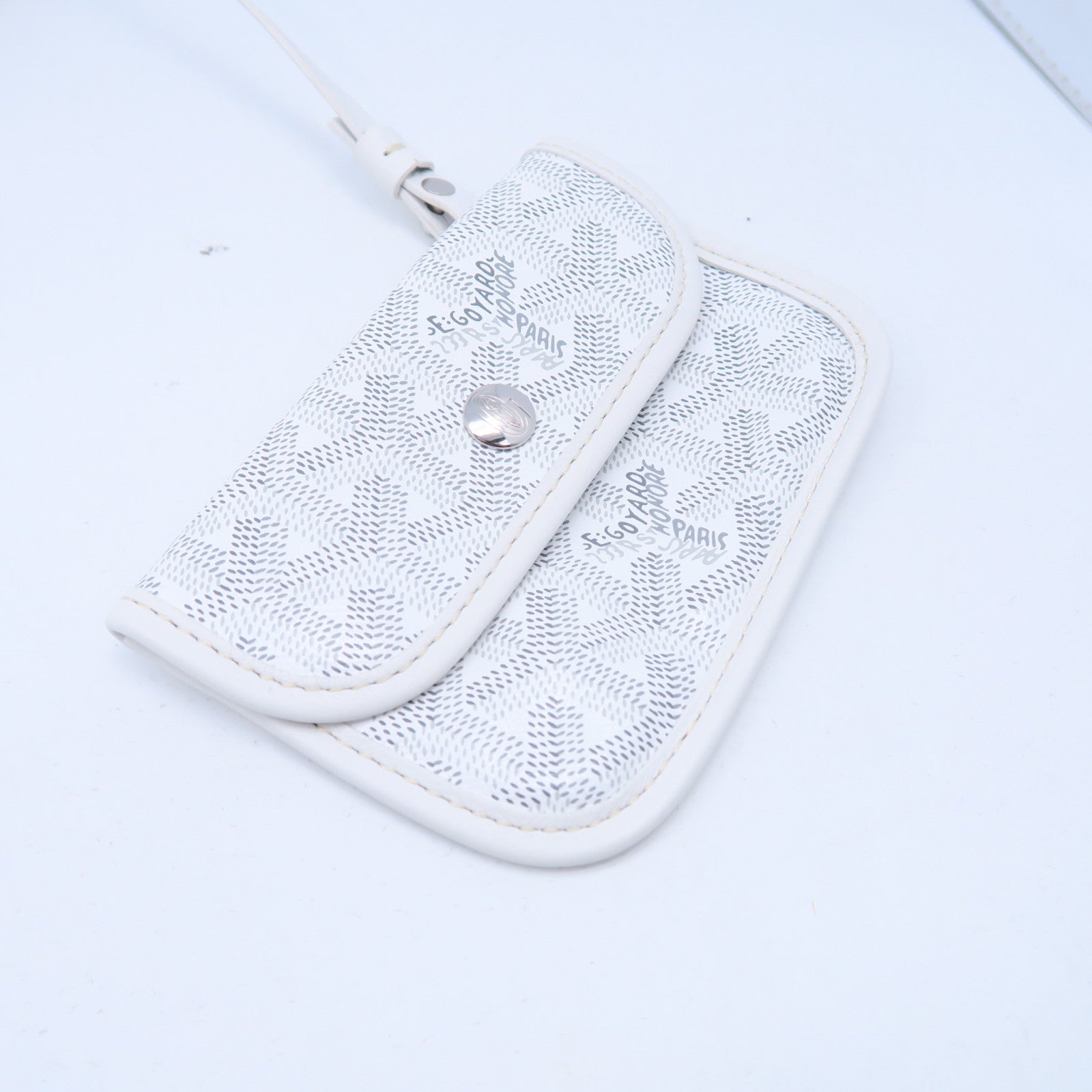 GOYARD 塗層帆布Anjou Mini Bag銀扣手挽袋白色