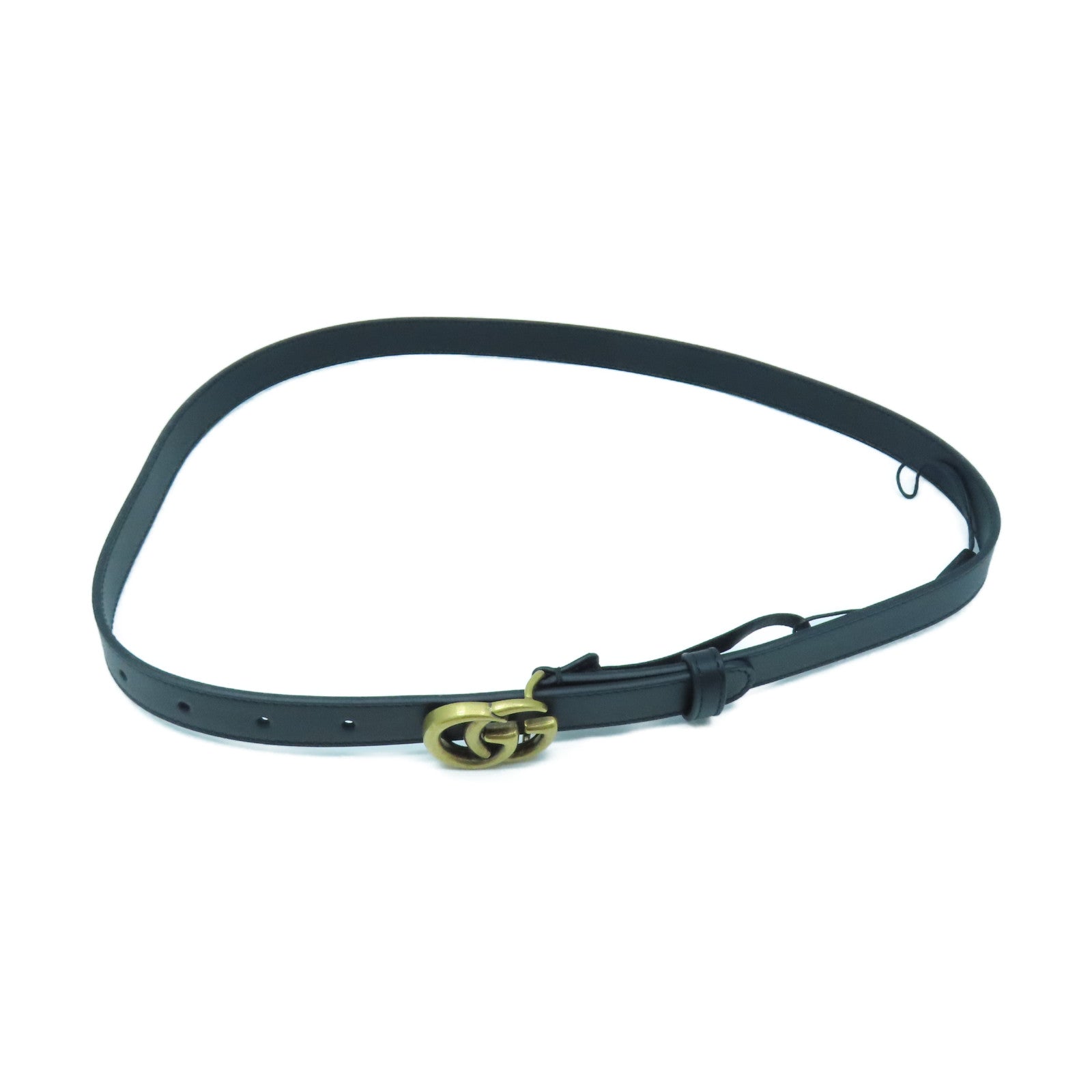 GUCCI Cowhide Leather Belt 85cm Gold Buckle Belt Black