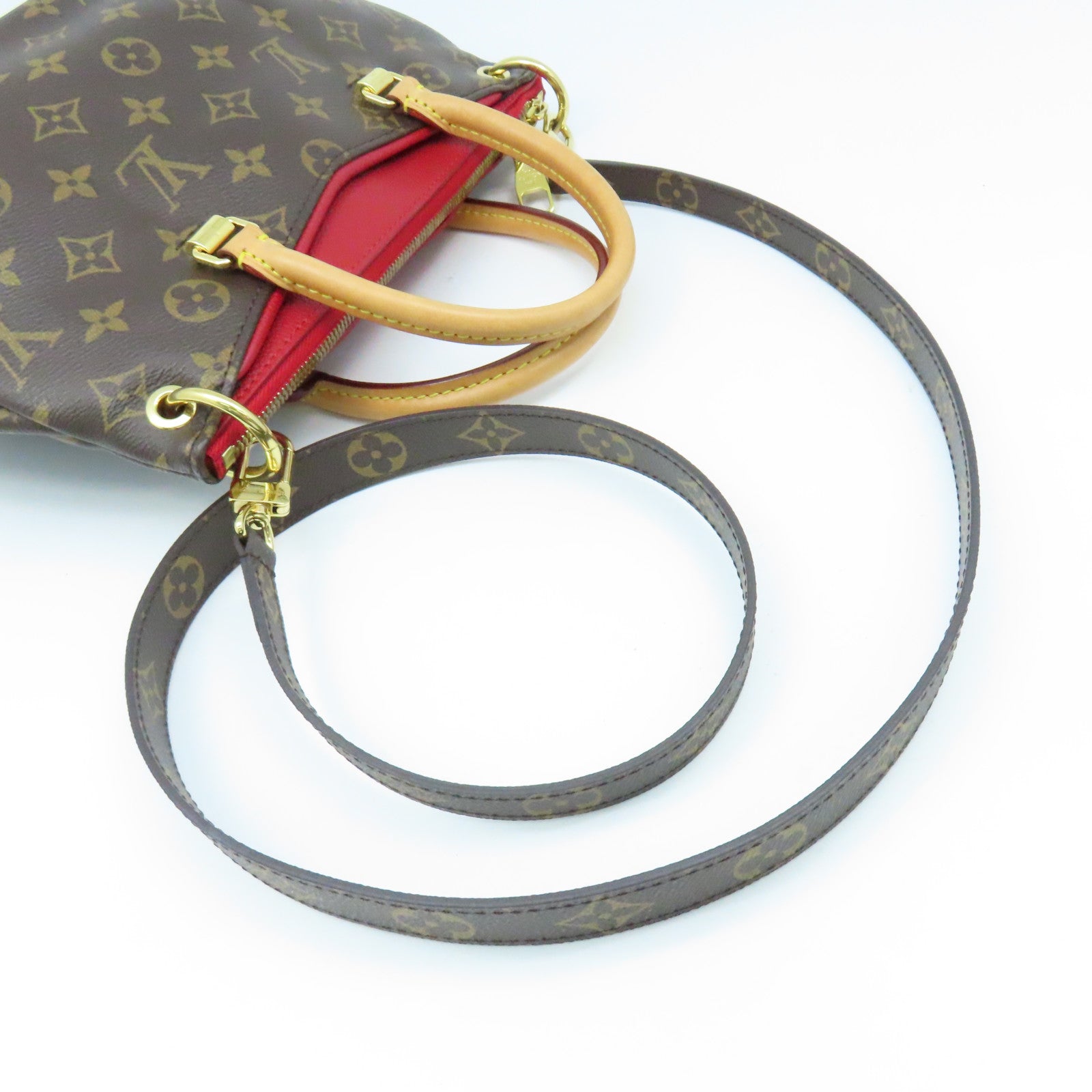 LOUIS VUITTON Monogram Pallas BB 2Way Shoulder Bag手挽肩背兩用袋啡色/紅色