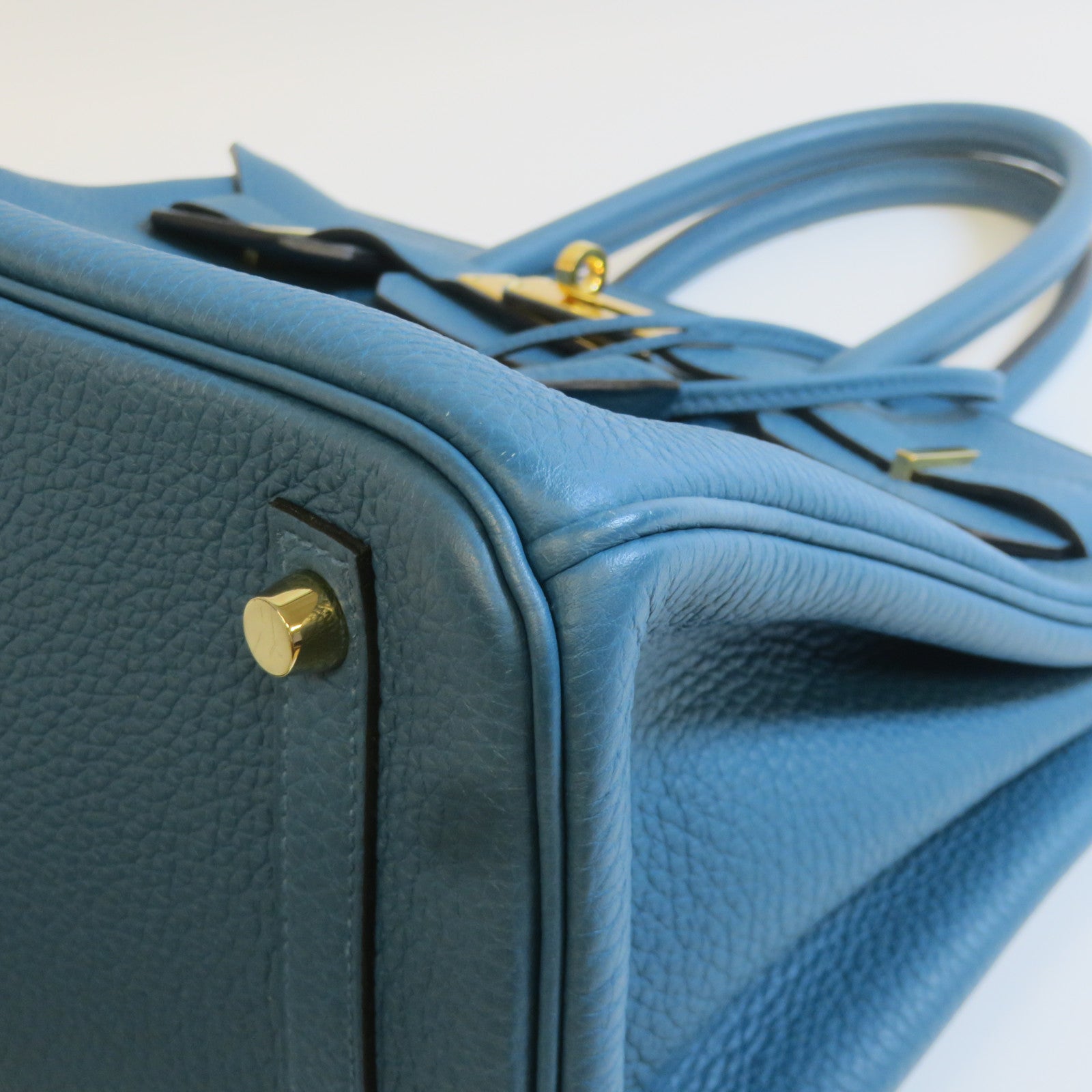 HERMES Togo皮革Birkin 30金扣手挽袋伊茲密爾藍色