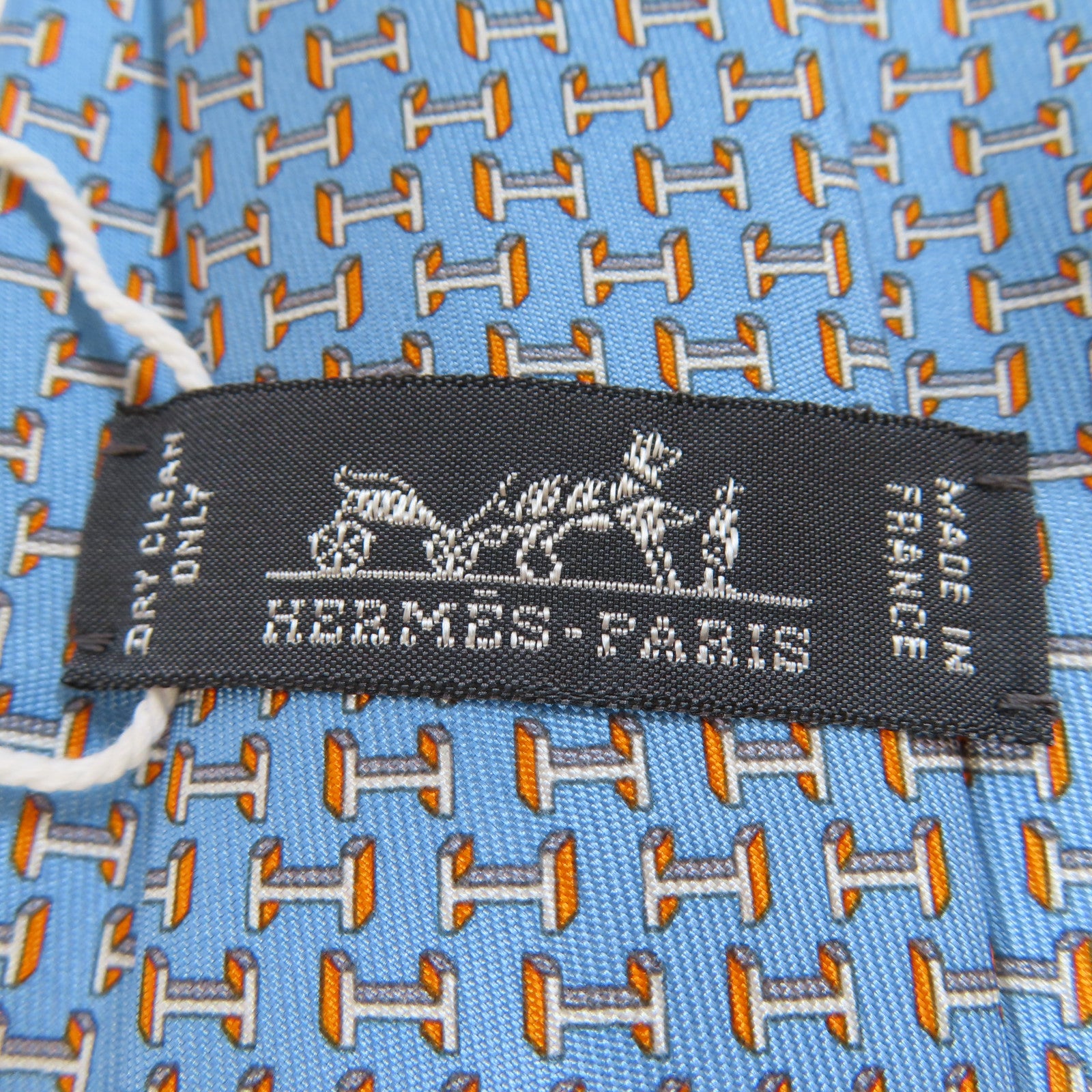 HERMES 絲質Necktie領帶藍色/橙色