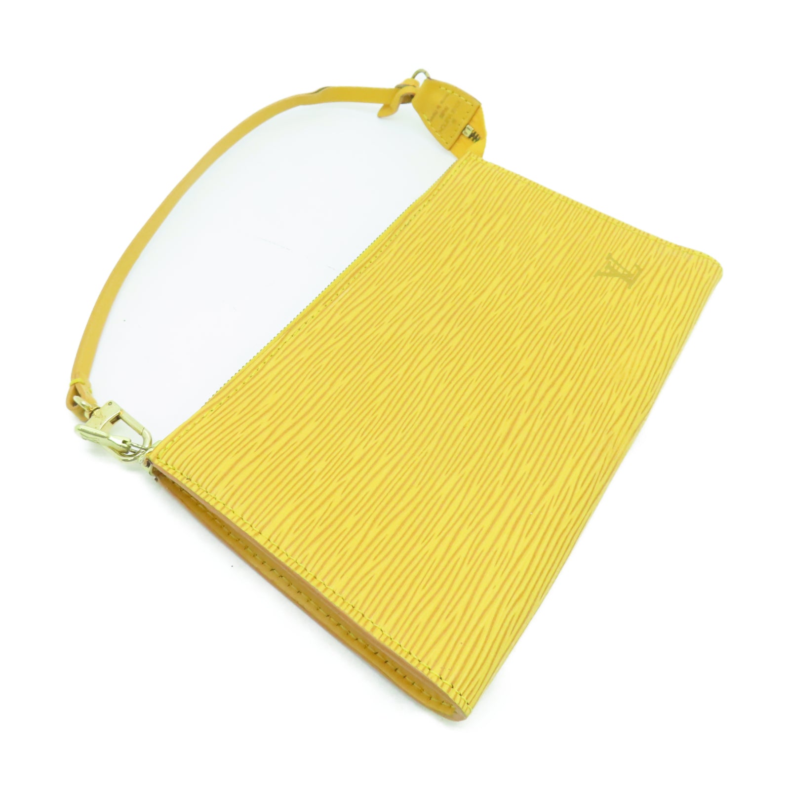 LOUIS VUITTON Epi Pochette Accessories金扣手拿包黃色