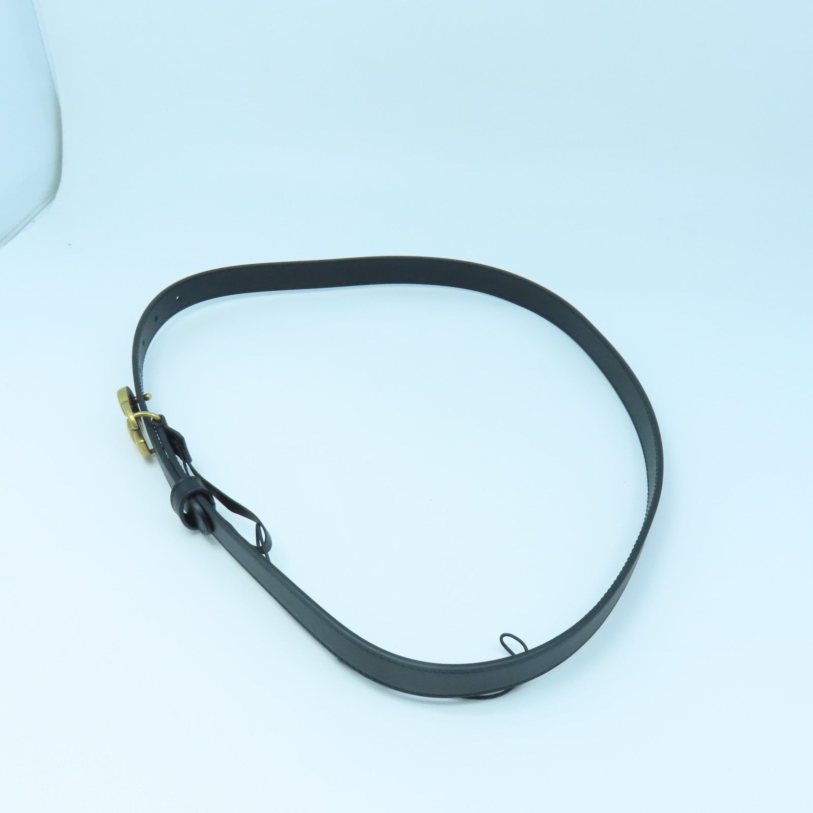 GUCCI Cowhide Leather Belt 85cm Gold Buckle Belt Black