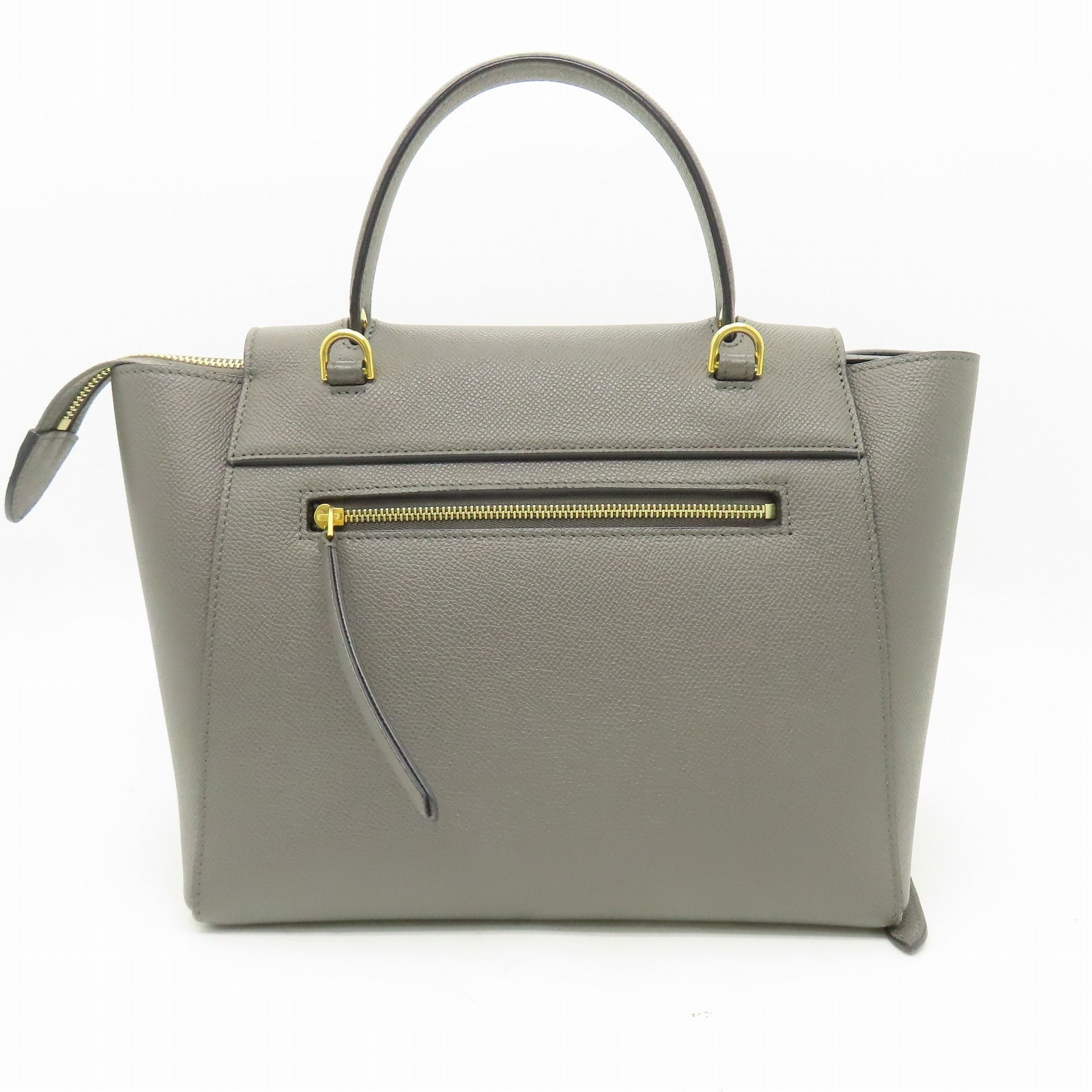 CELINE 牛皮皮革Micro Belt Bag金扣手挽肩背兩用袋灰色