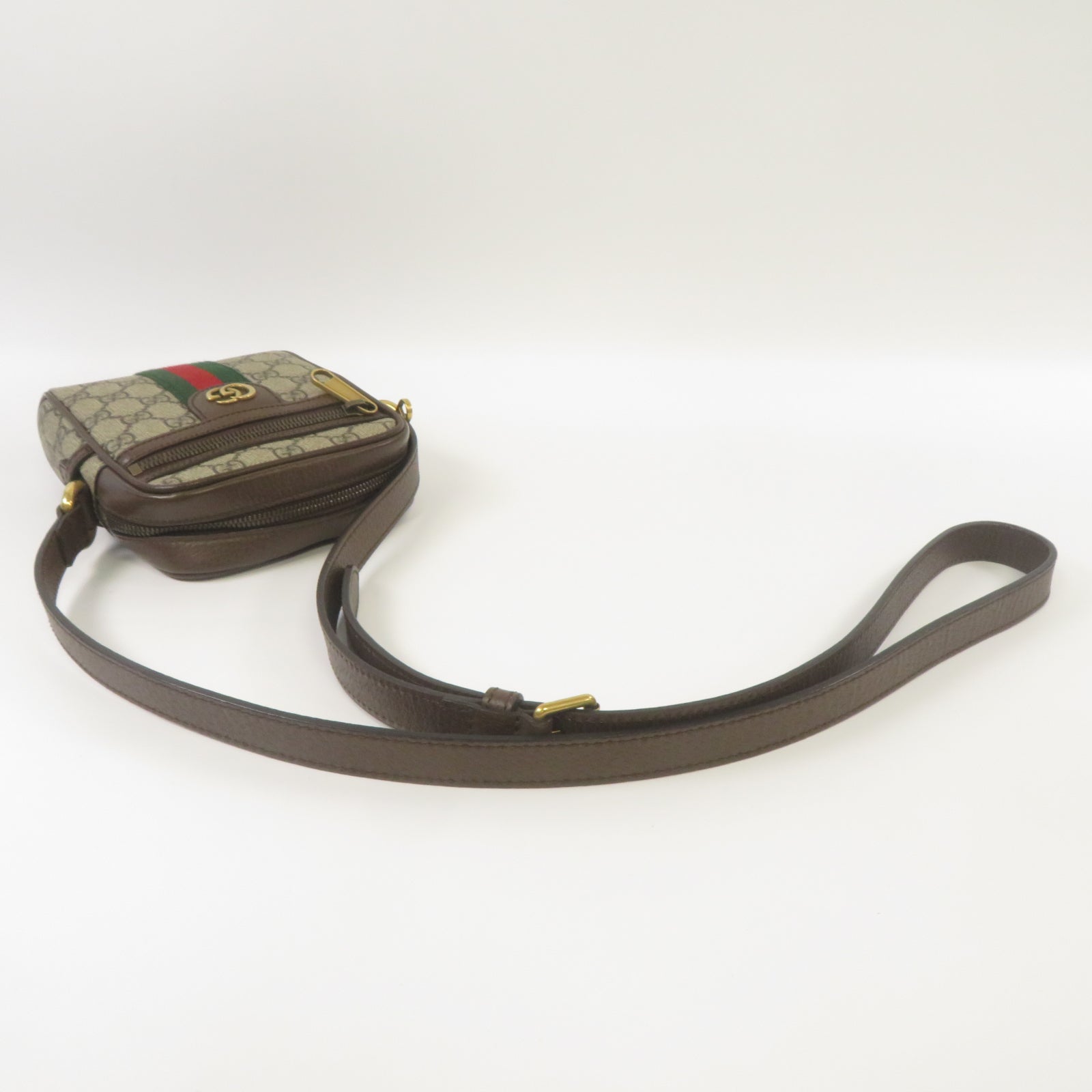 GUCCI 塗層帆布Ophidia Shoulder Bag金扣肩背袋啡色