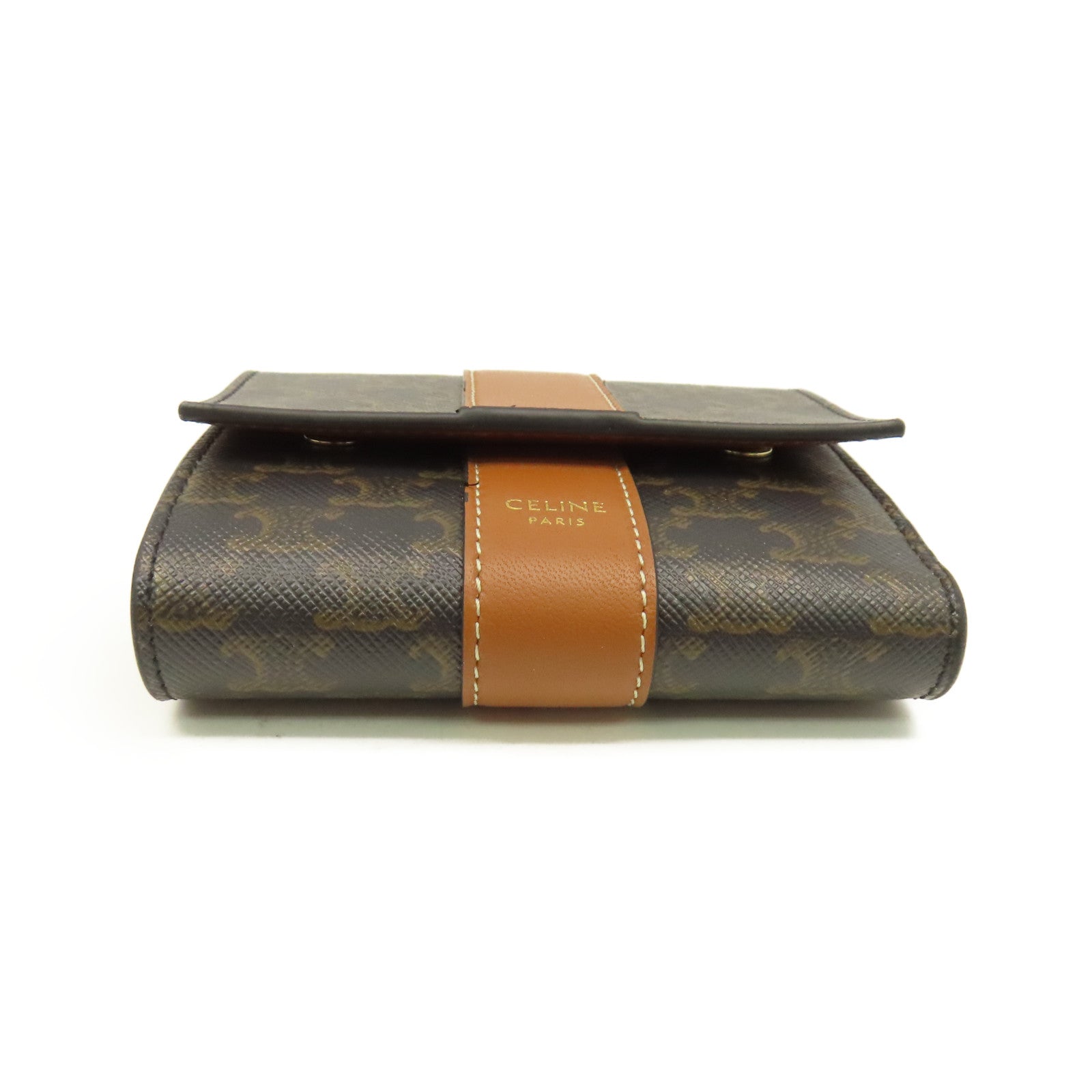 CELINE 塗層皮革Small Trifold Wallet短錢包啡色