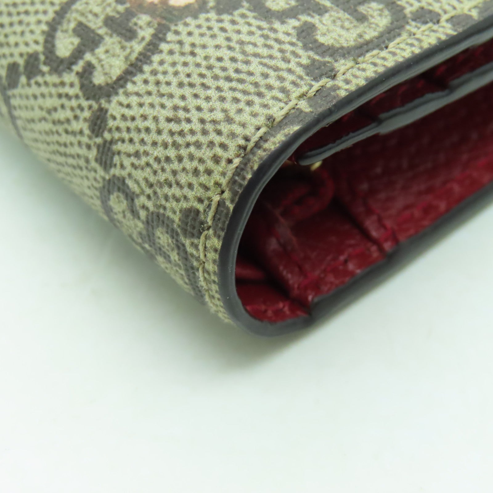 GUCCI 塗層帆布Wallet金扣錢包啡色/紅色