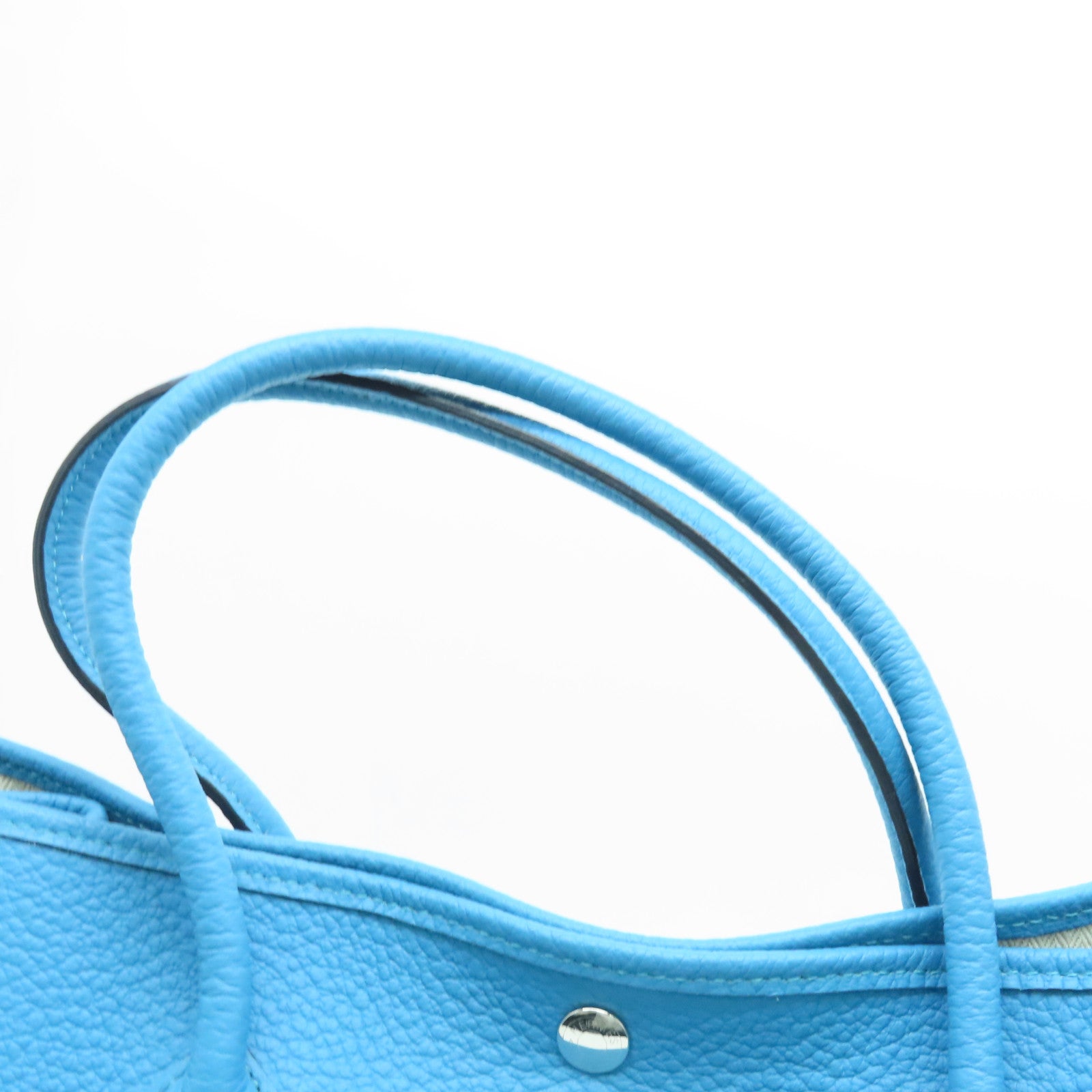 HERMES 【激減優惠】Negonda皮革GardenParty PM銀扣手挽袋Bleu Izmir藍色
