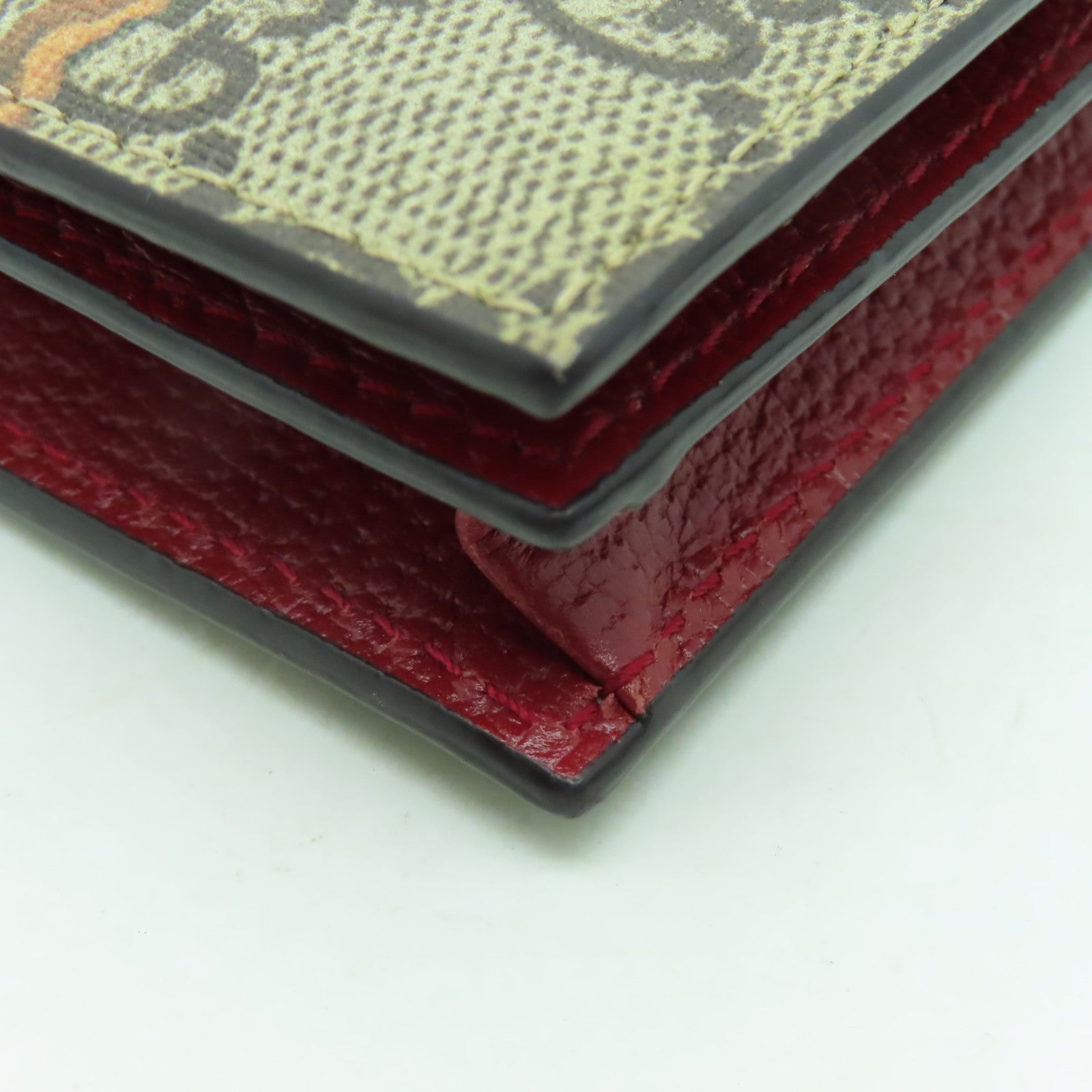 GUCCI 塗層帆布Wallet金扣錢包啡色/紅色