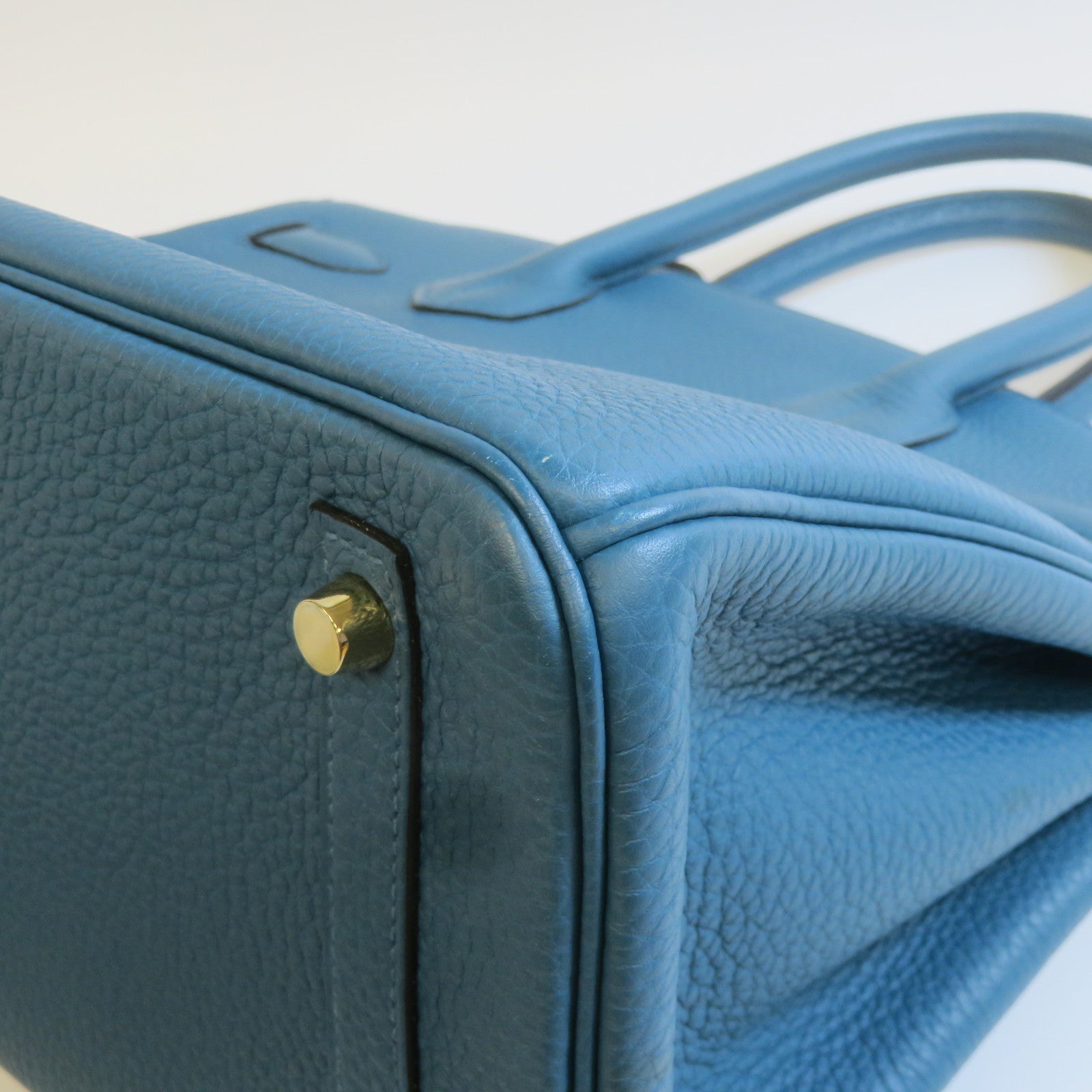 HERMES Togo皮革Birkin 30金扣手挽袋伊茲密爾藍色